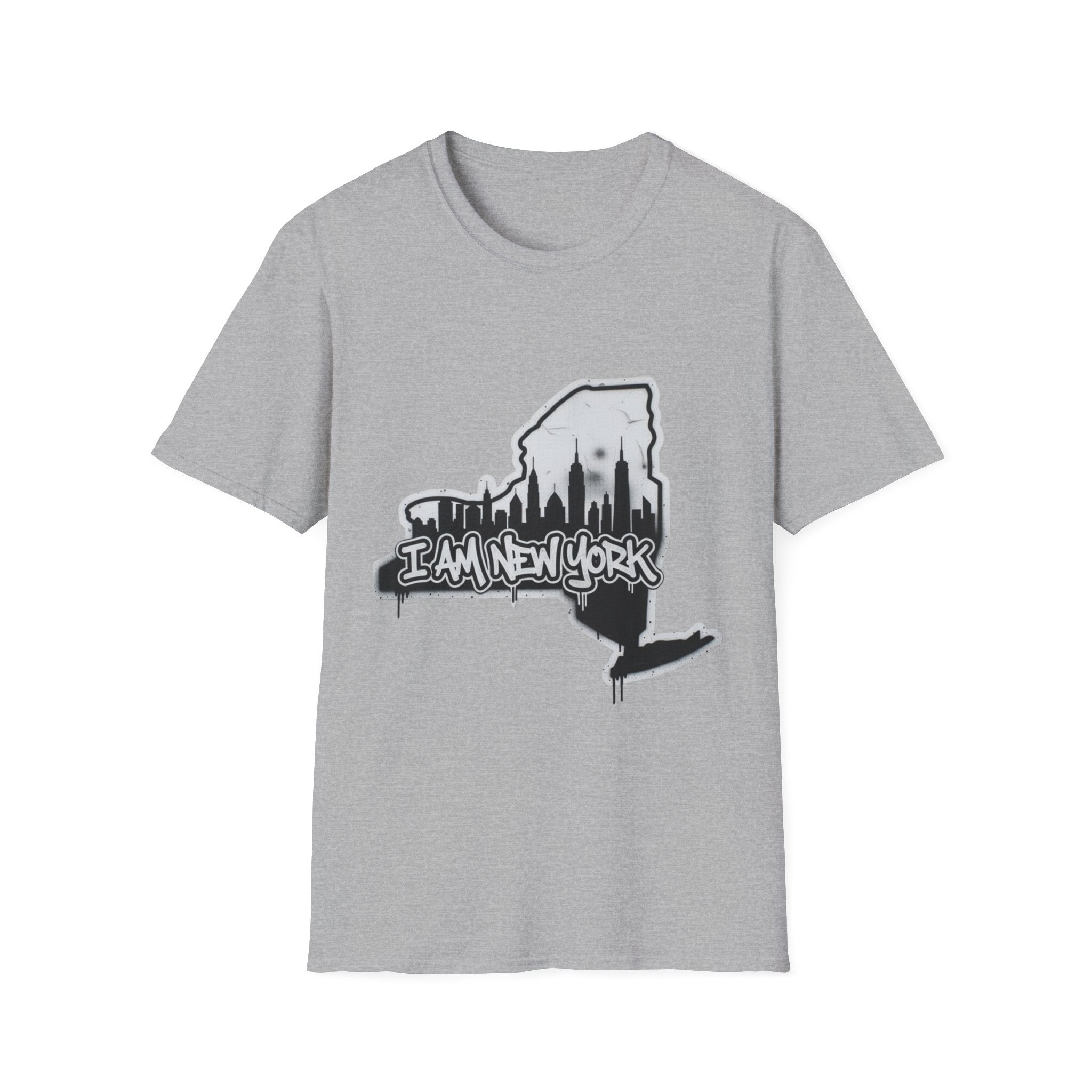 I AM NEW YORK Graffiti T-shirt in Sport Grey with skyline map graphic on chest