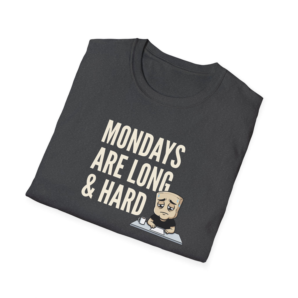 Mondays Are Long & Hard T-Shirt, Funny Coffee Lover Tee, Sarcastic Monday Mood Gift Shirt, Caffeine Humor Tee Men Women