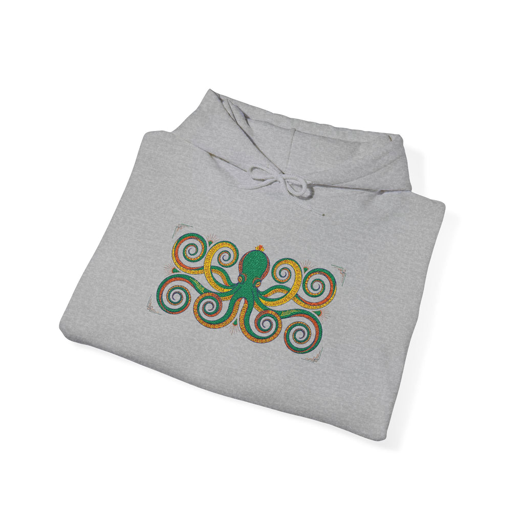Green Octopus Spiral Art Hoodie | Nautical Sea Creature Sweatshirt, Unisex Ocean Art Gift Pullover