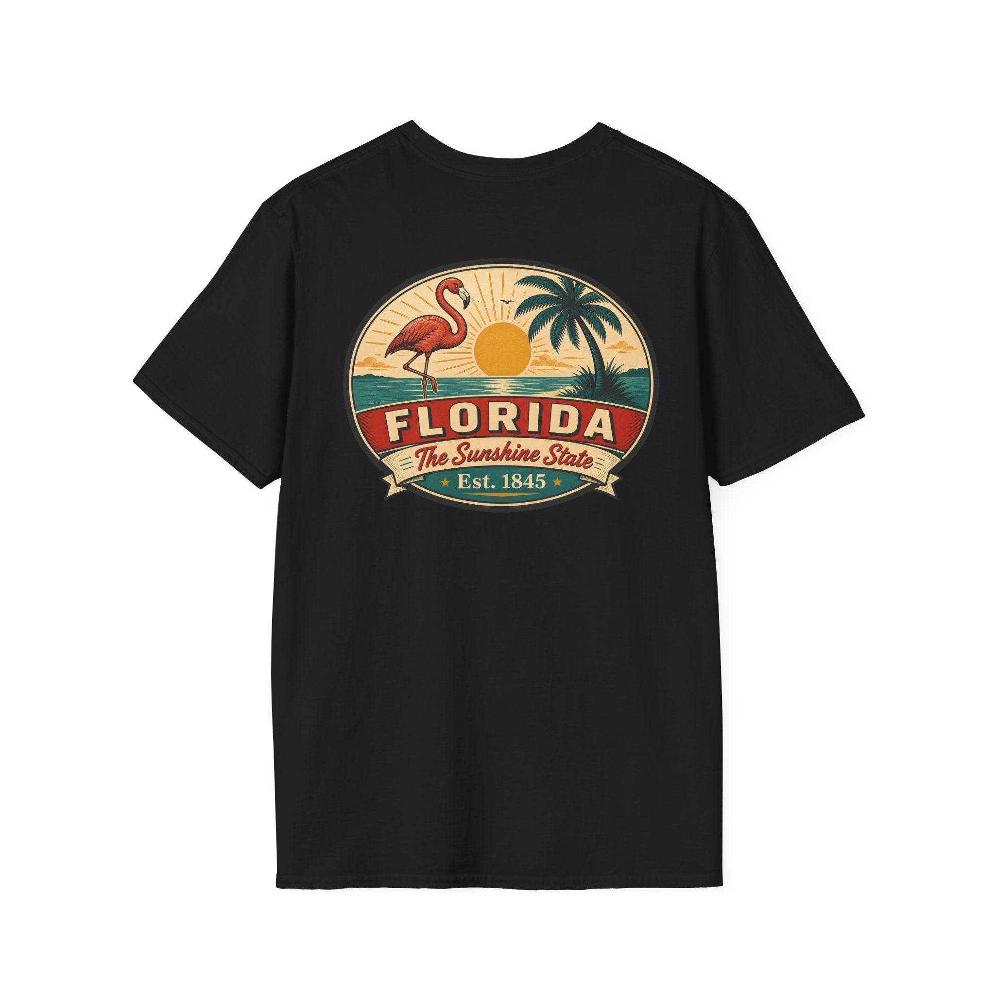 Black T-shirt with Florida badge graphic on chest