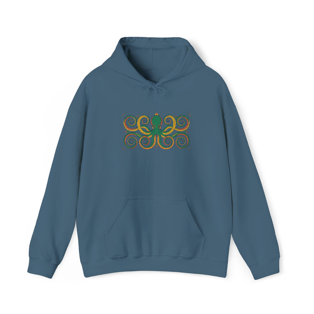 Green Octopus Spiral Art Hoodie | Nautical Sea Creature Sweatshirt, Unisex Ocean Art Gift Pullover