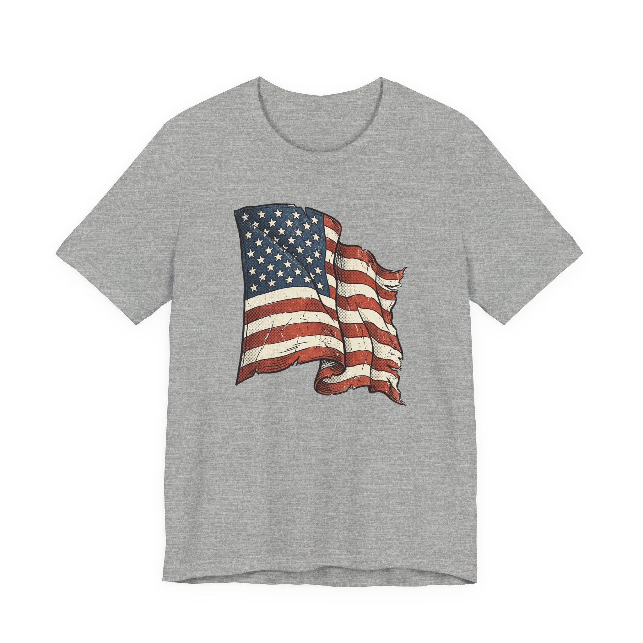 Vintage Waving American Flag T-Shirt | USA Stars Stripes Distressed Patriotic Graphic Tee