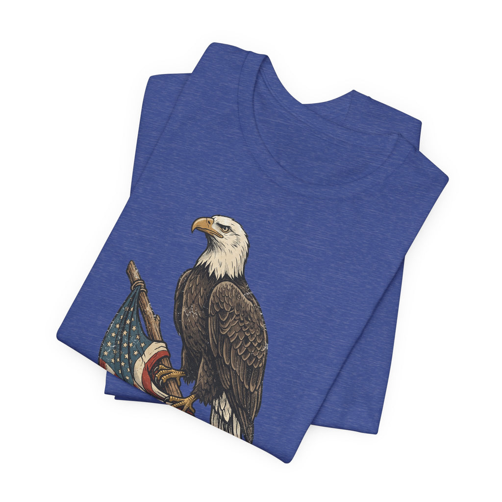 Bald Eagle American Flag T-Shirt | Patriotic USA Stars Stripes Vintage Eagle Graphic Tee Gift