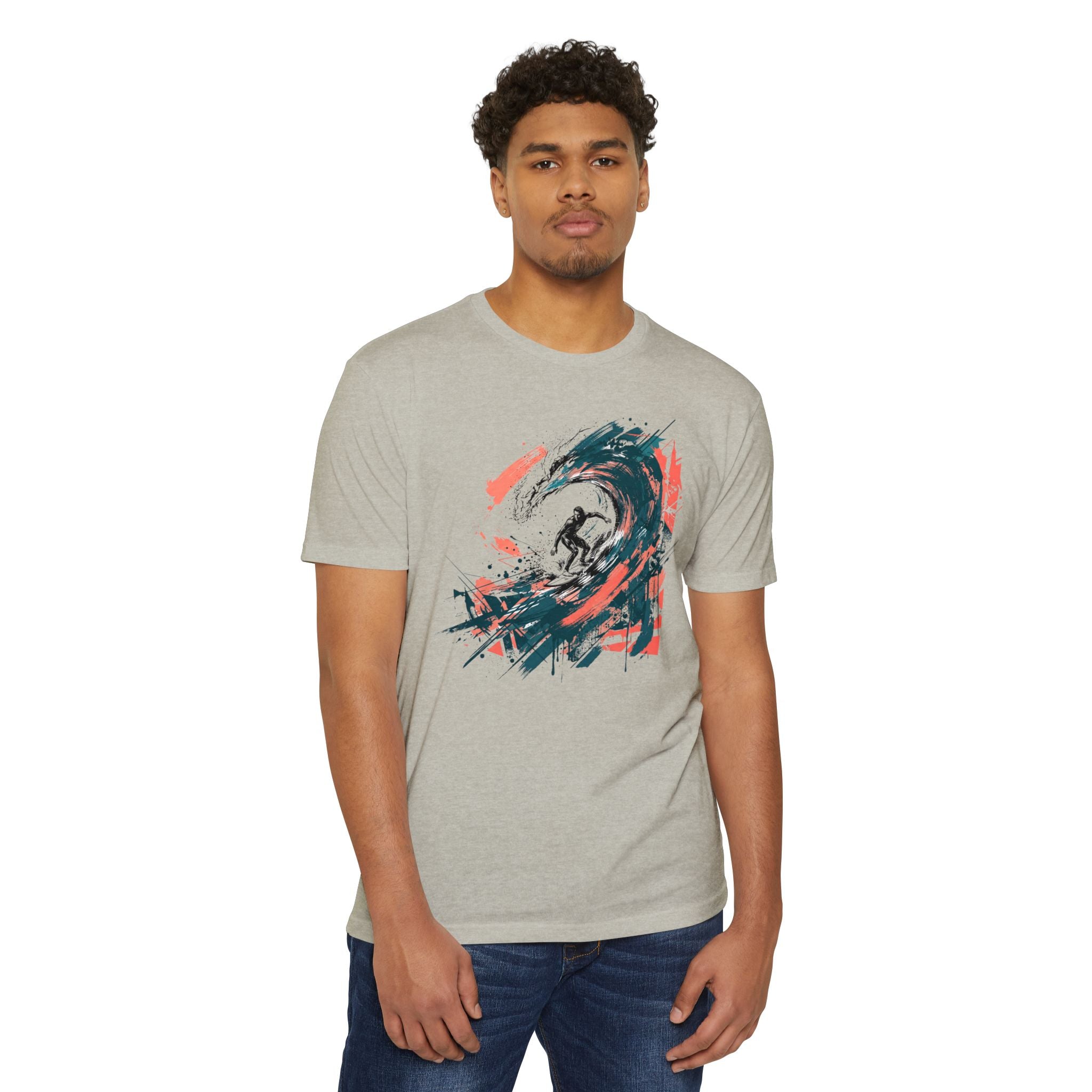 Surfer T-Shirt Wave Paintbrush Art Abstract Ocean Surf Graphic Tee Surfer Gift Beach Lover Unisex