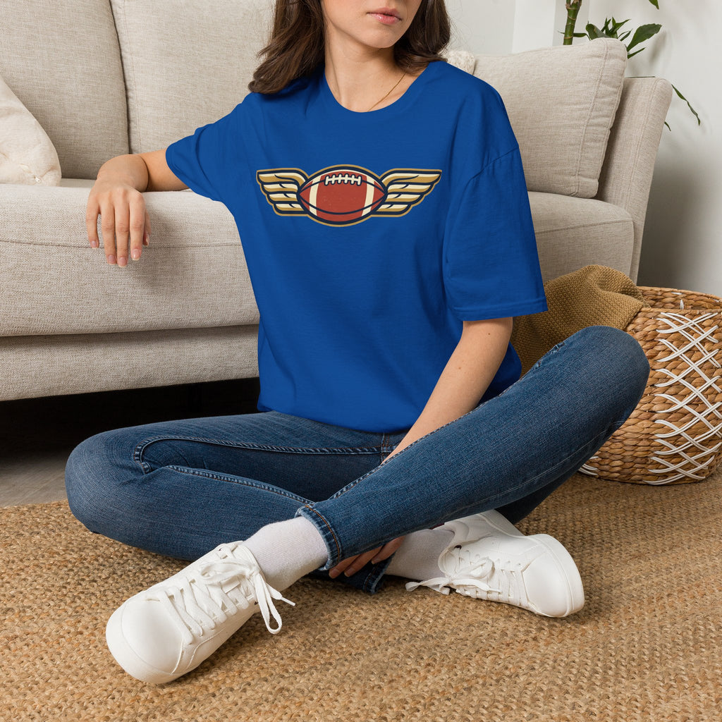 Winged Football T-Shirt | Vintage Retro Flying Football Tee