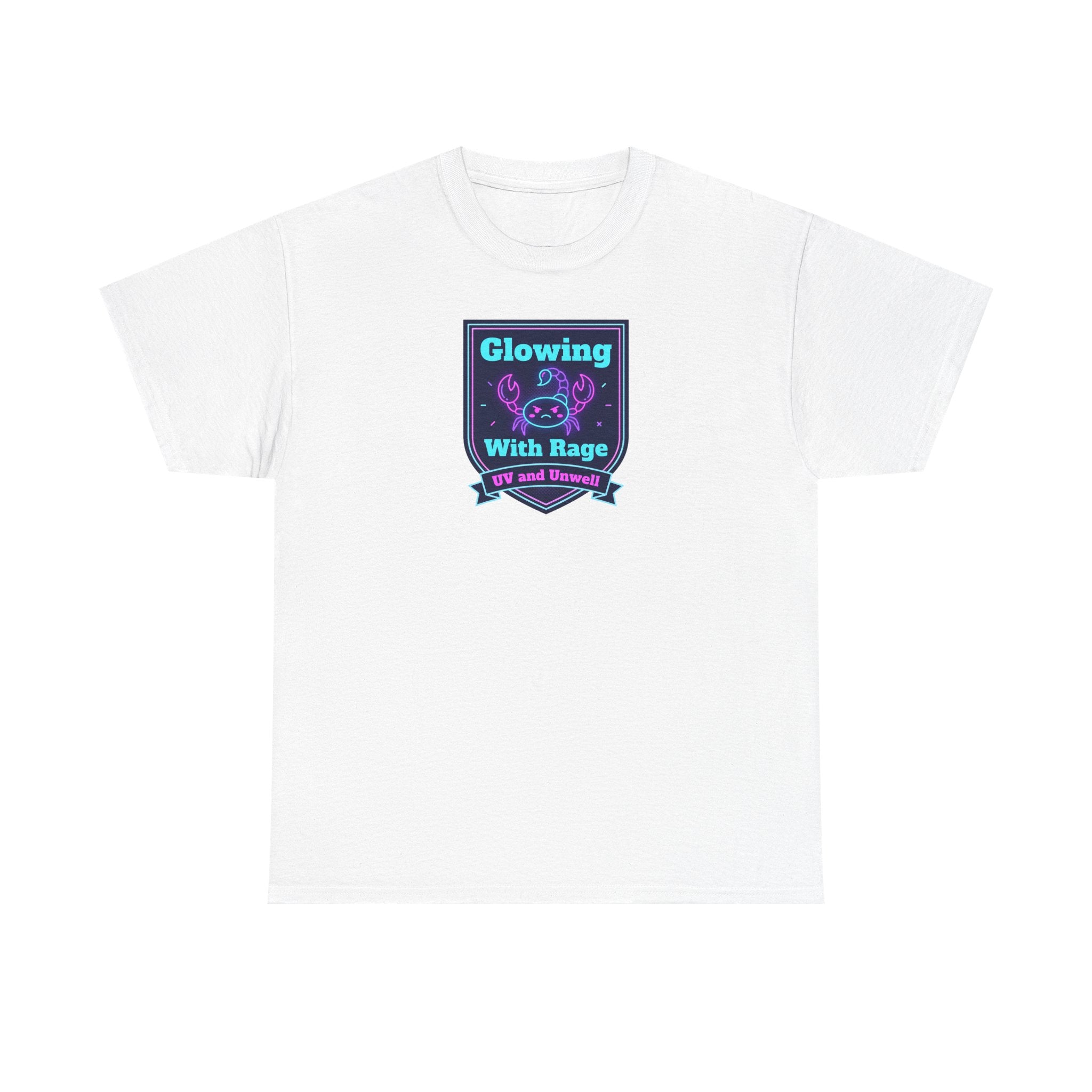Glowing With Rage tee | Neon Skull Shield design