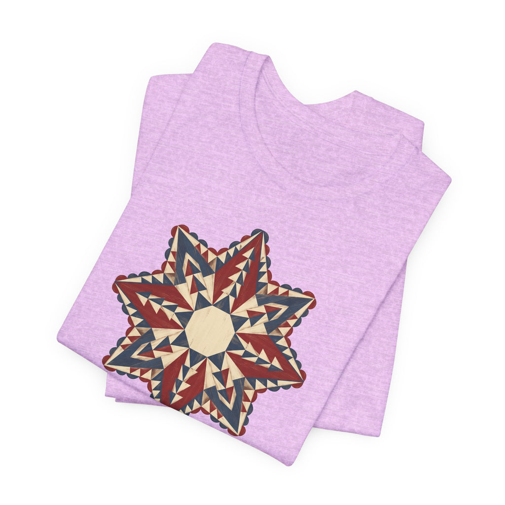 Southwestern Star Mandala Graphic Tee | Geometric Aztec Compass Boho Folk Art T-Shirt