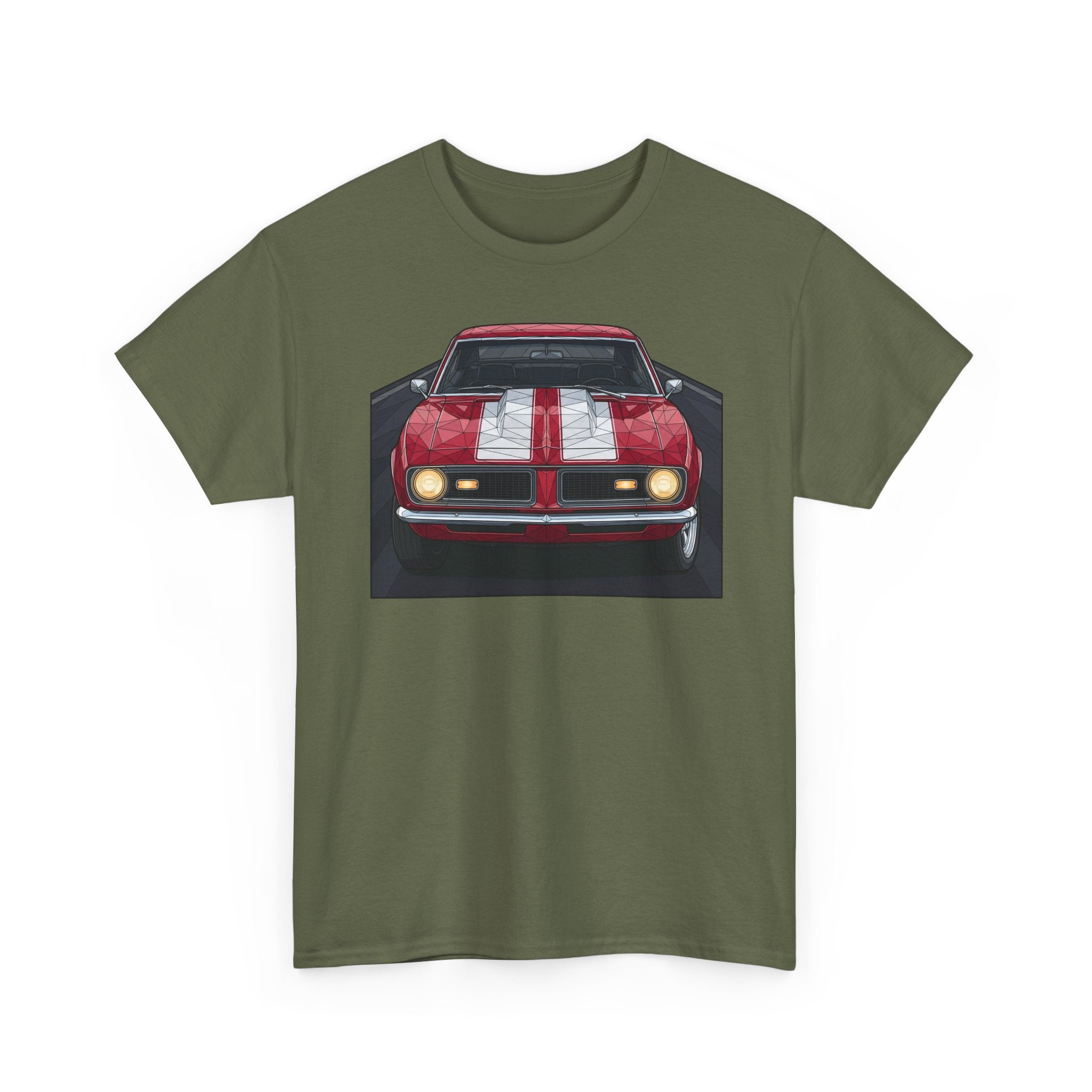70s Red Muscle Car Tee | Front and Back Vintage Car Illustration