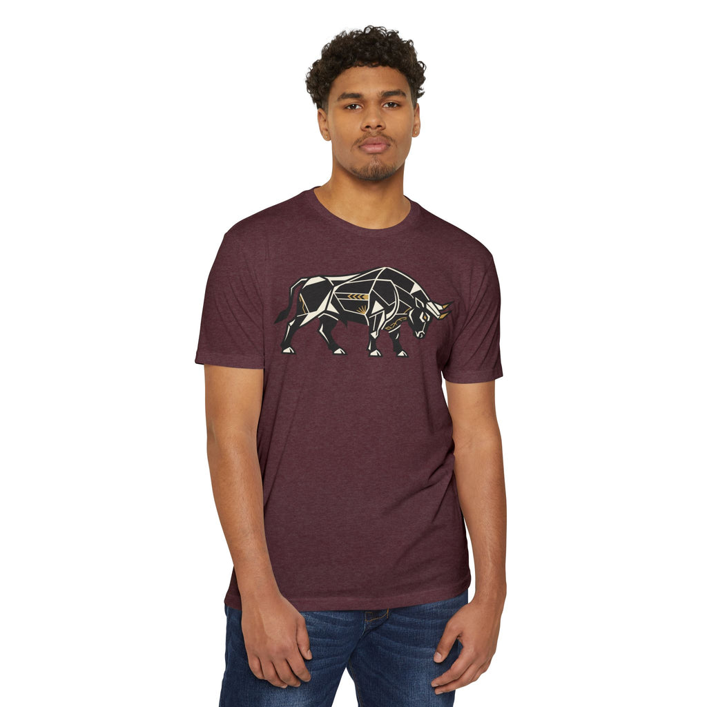Bull T-Shirt Geometric Illustration Charging Bull Graphic Tee Animal Lover Gift Streetwear Unisex
