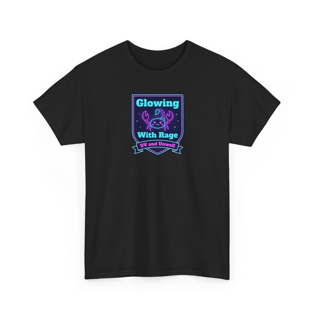 Glowing With Rage tee | Neon Skull Shield design