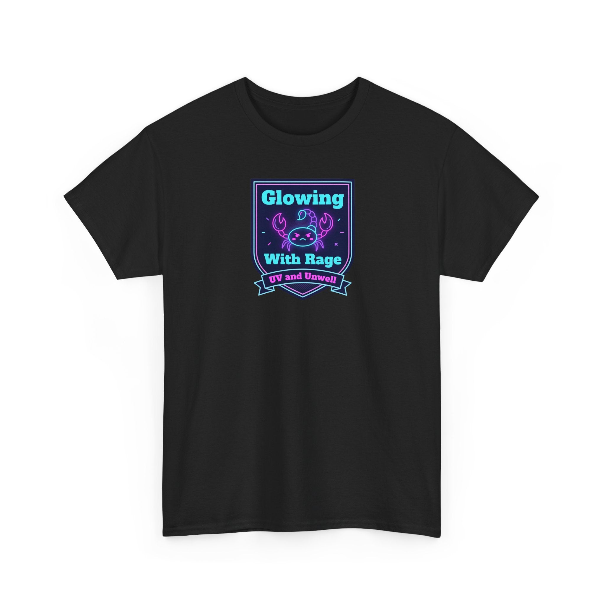Glowing With Rage tee | Neon Skull Shield design