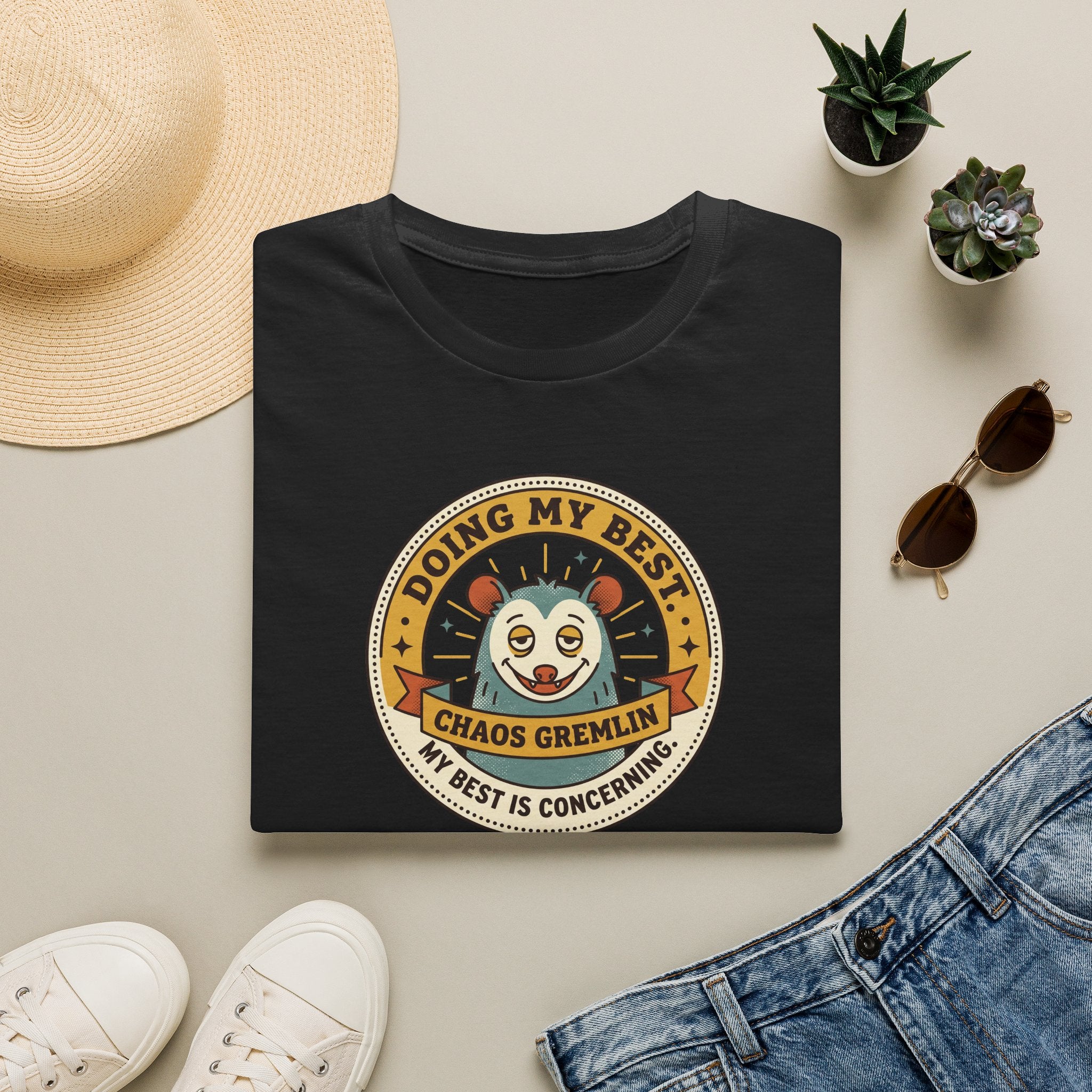 Funny Chaos Gremlin T-Shirt | Doing My Best Cute Panda Graphic Tee | Sarcastic Humor Shirt Gift
