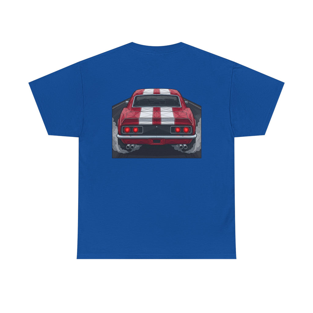 70s Red Muscle Car Tee | Front and Back Vintage Car Illustration