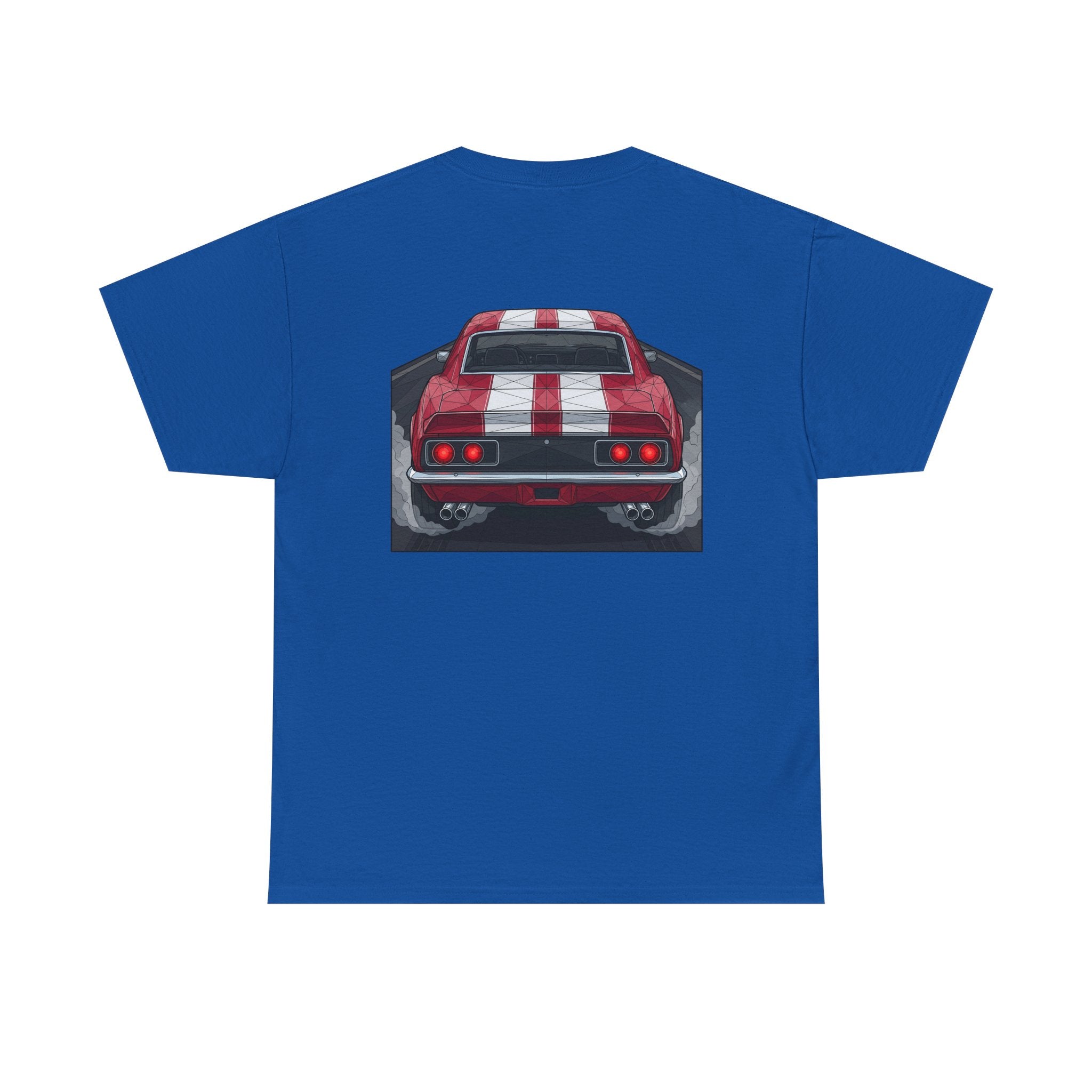 70s Red Muscle Car Tee | Front and Back Vintage Car Illustration