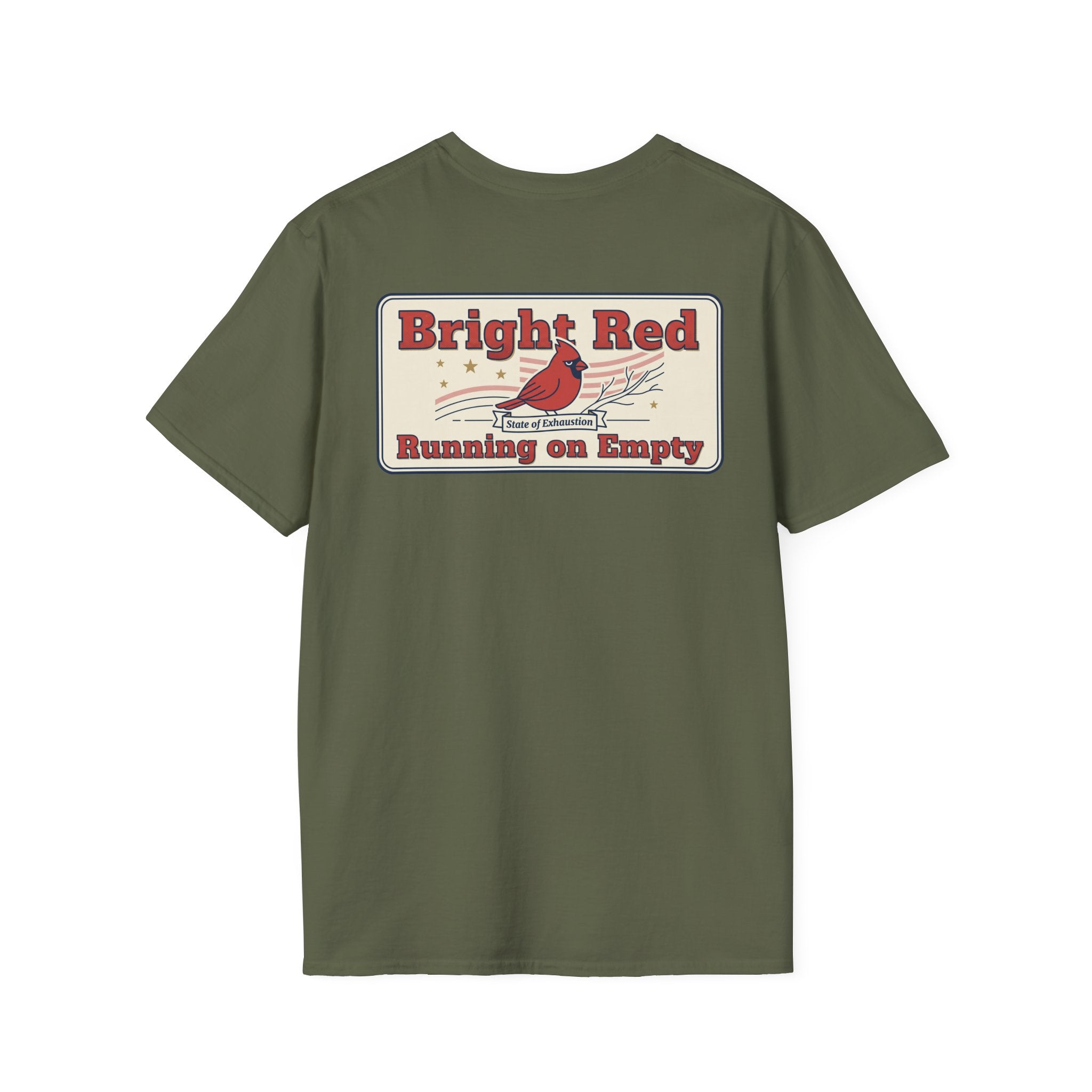 Retired Veteran Graphic T-Shirt with Cardinal Bird Back Print and Military Chest Emblem Unisex Tee