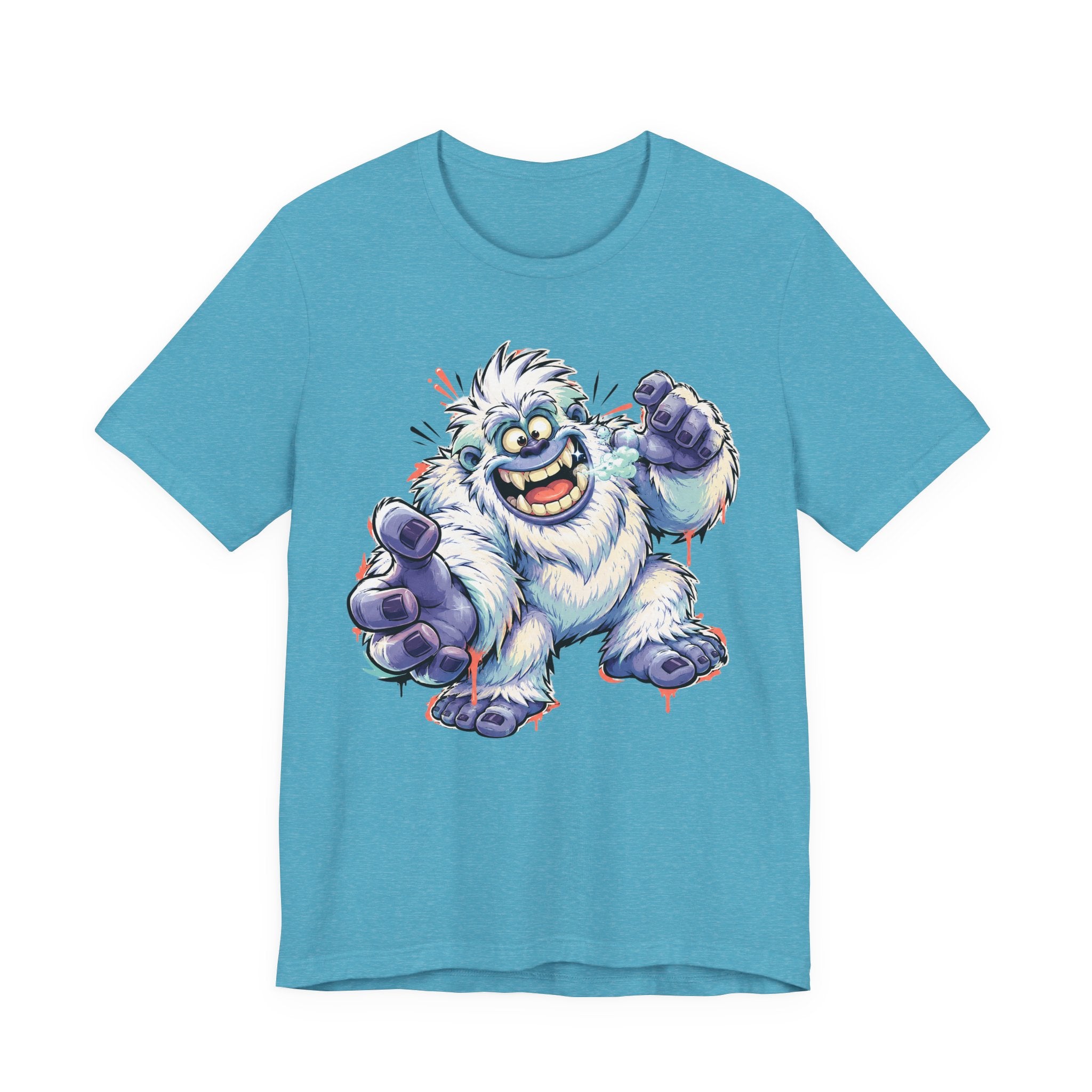 Playful Yeti Monster T-Shirt | Cartoon Sasquatch Tee, Snow Creature Illustration, Fun Unisex Gift