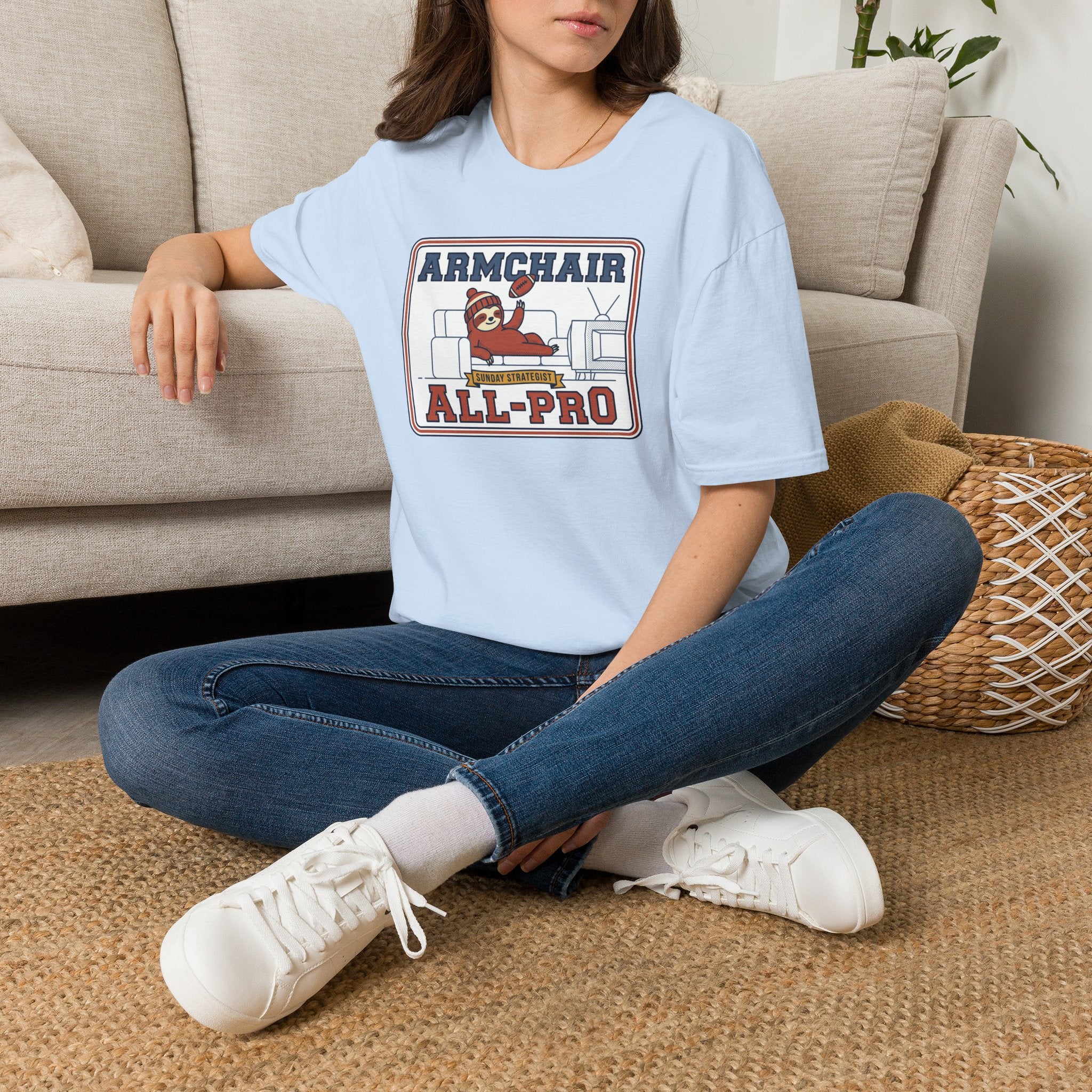 Funny Sloth Football T-Shirt | Lazy Game Day Couch Fan Tee