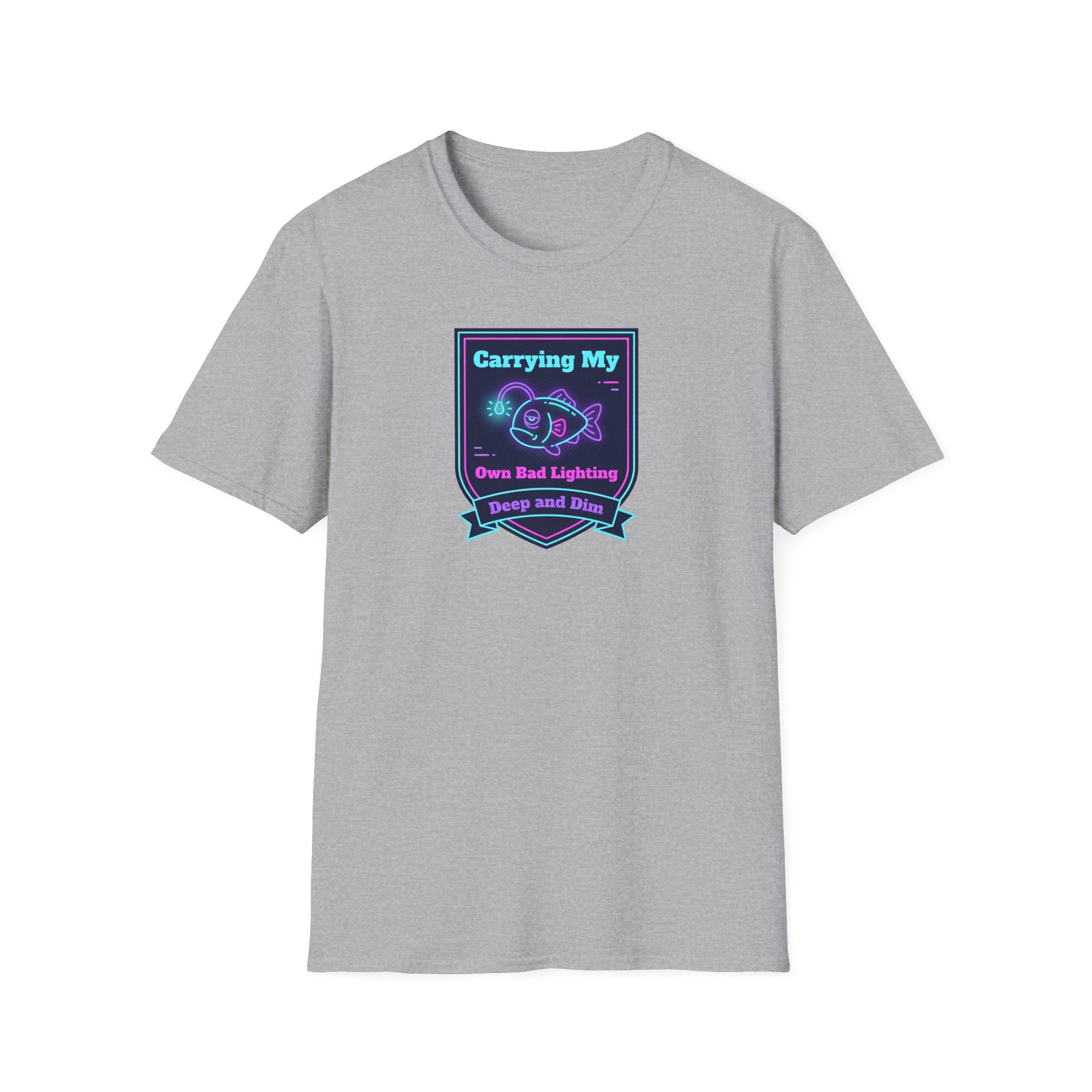 Funny Anglerfish T-Shirt | Carrying My Own Bad Lighting Deep Sea Neon Graphic Tee | Ocean Gift