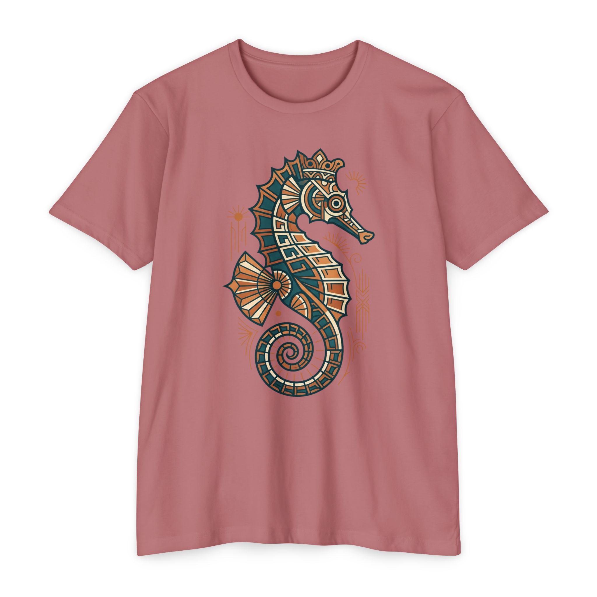 Seahorse T-Shirt Nautical Mosaic Coastal Beach Ocean Art Graphic Tee Sea Lover Gift Unisex