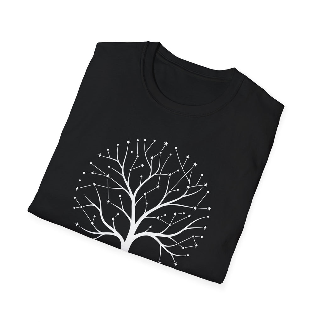 Tree of Life T-shirt, black, white tree of life constellation graphic