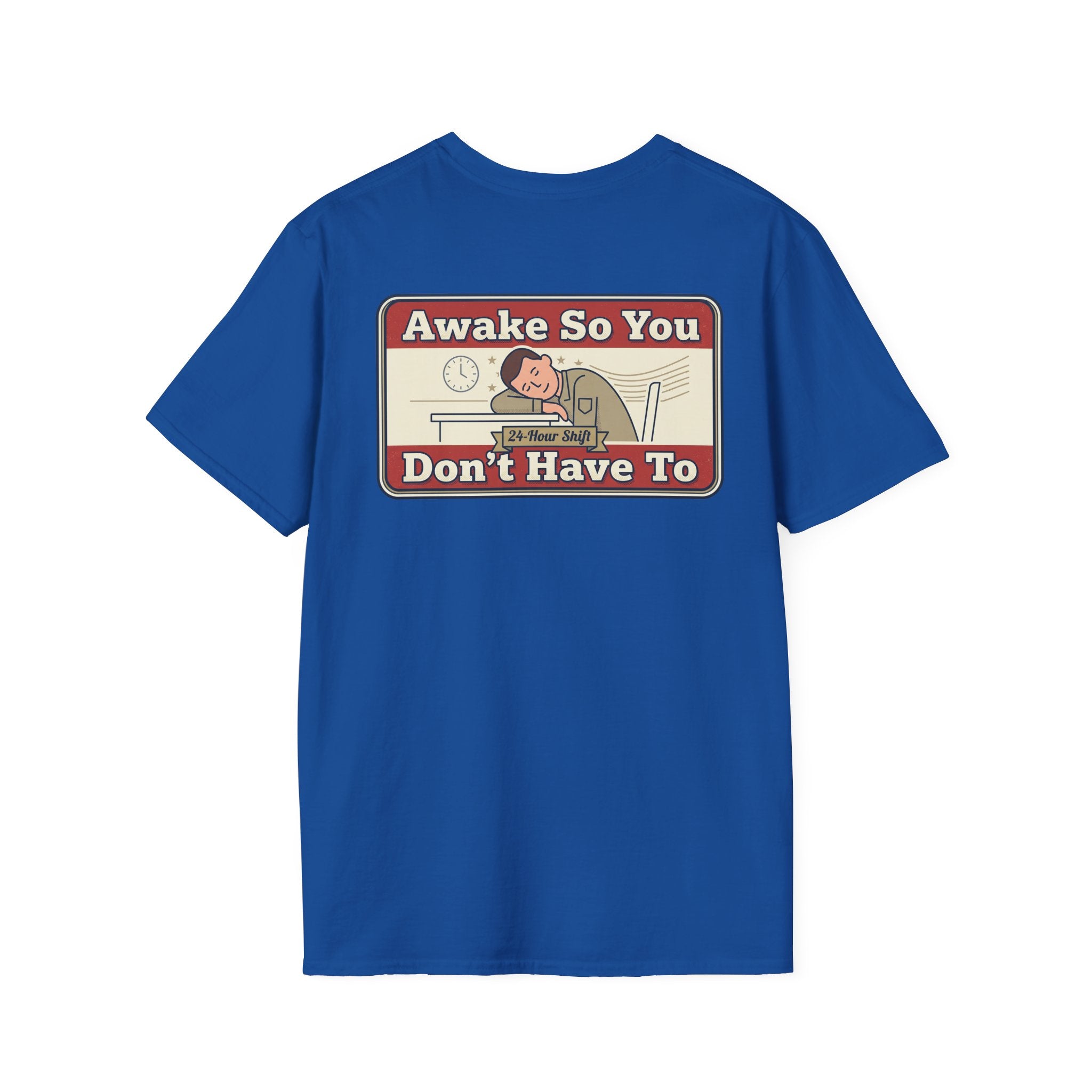 Funny Retired Veteran T-Shirt Humorous Sleeping Desk Graphic Tee with Military Chest Badge for Vets