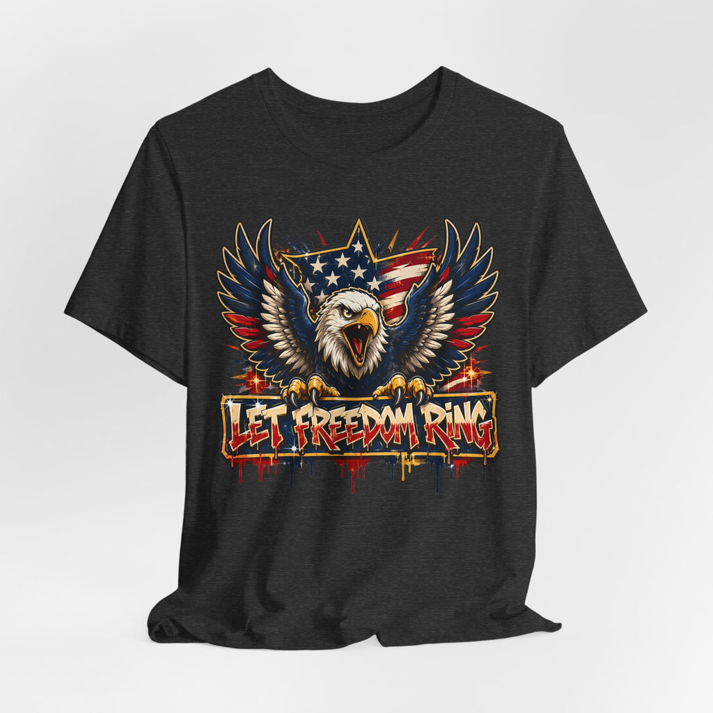 Let Freedom Ring Bald Eagle T-Shirt | 4th of July Patriotic American Flag Graphic Tee