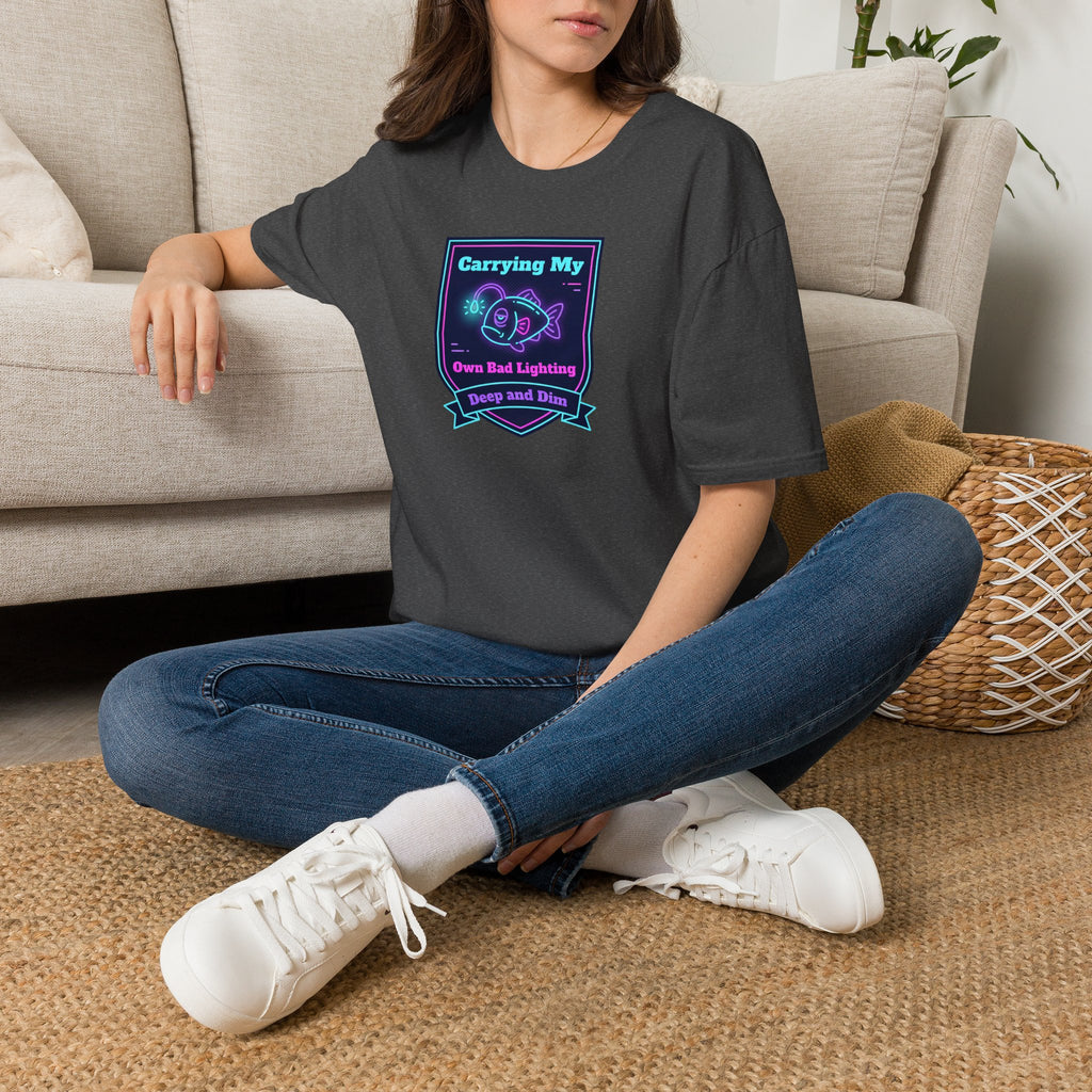 Funny Anglerfish T-Shirt | Carrying My Own Bad Lighting Deep Sea Neon Graphic Tee | Ocean Gift