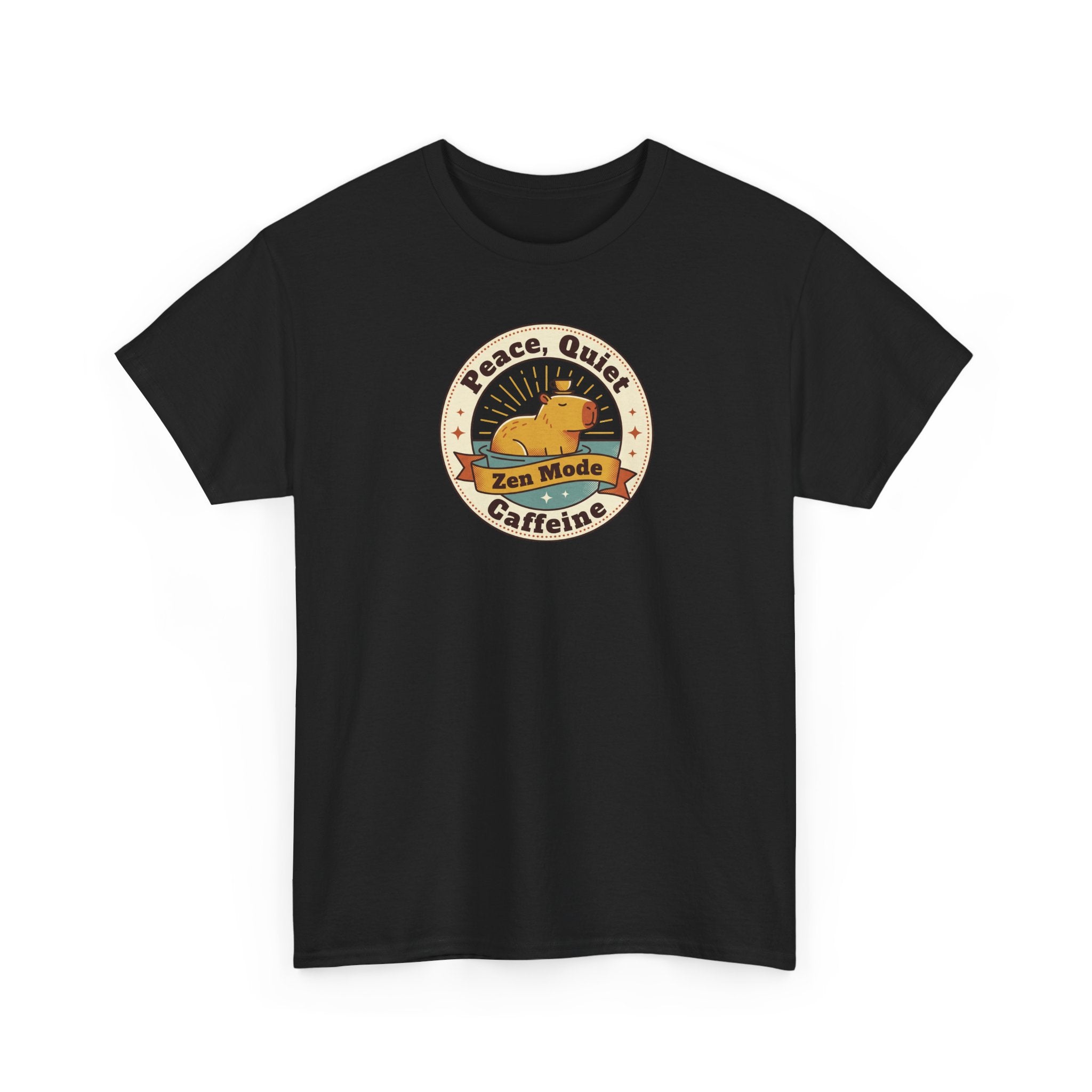 Peace Quiet Caffeine T-Shirt | Funny Zen Mode Capybara Graphic Tee