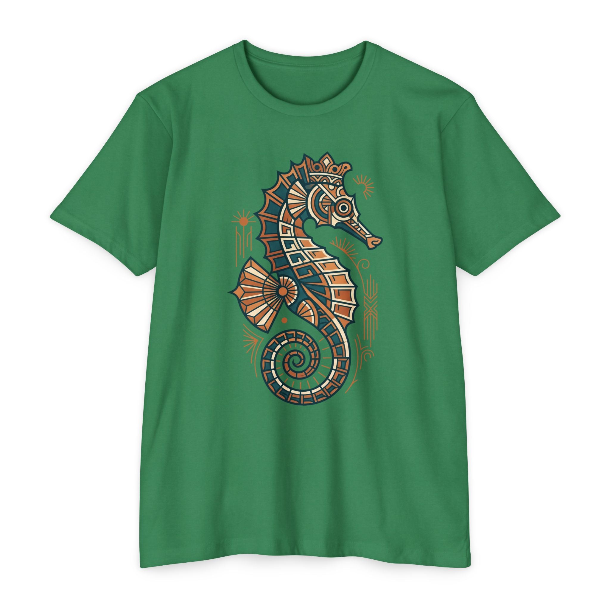 Seahorse T-Shirt Nautical Mosaic Coastal Beach Ocean Art Graphic Tee Sea Lover Gift Unisex