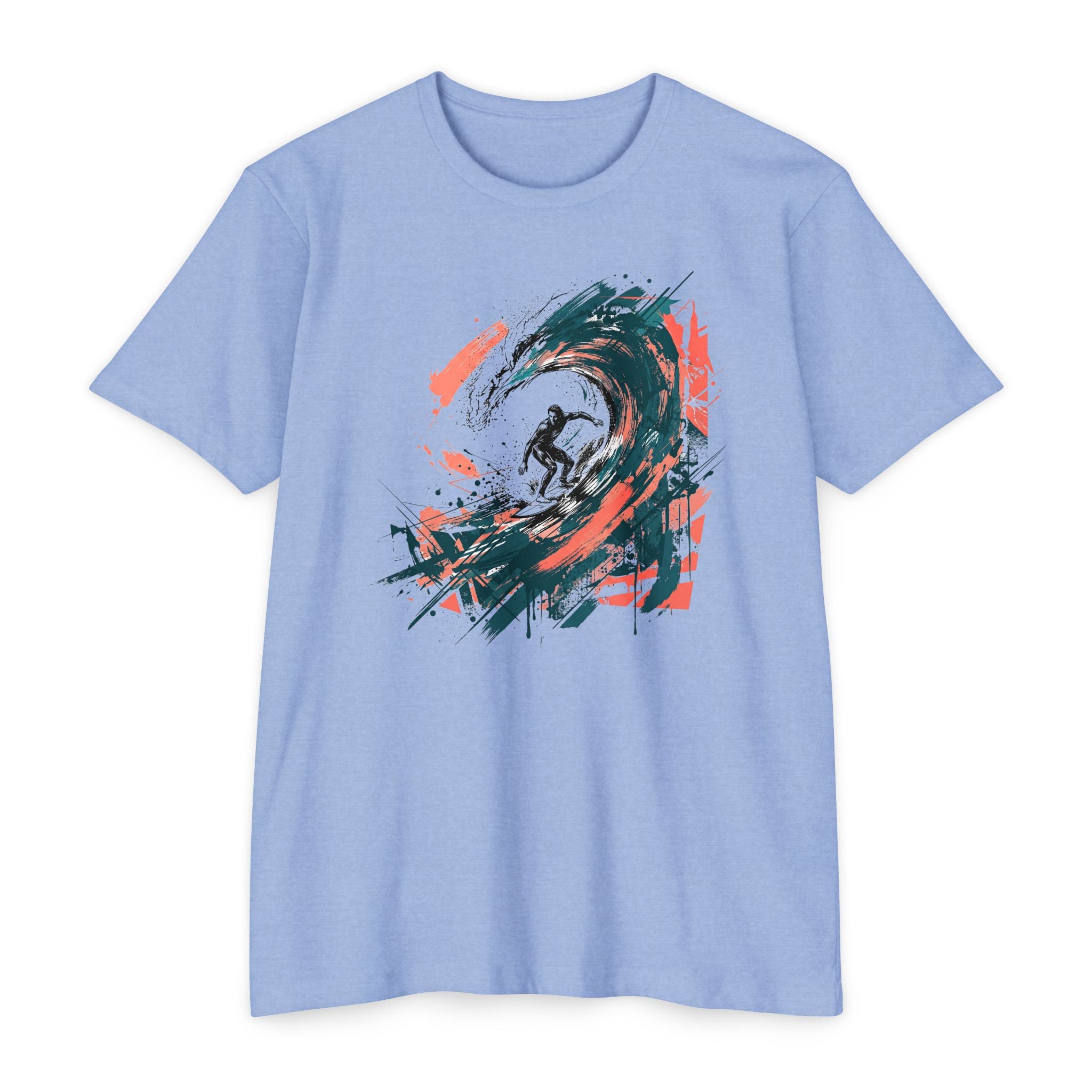 Surfer T-Shirt Wave Paintbrush Art Abstract Ocean Surf Graphic Tee Surfer Gift Beach Lover Unisex