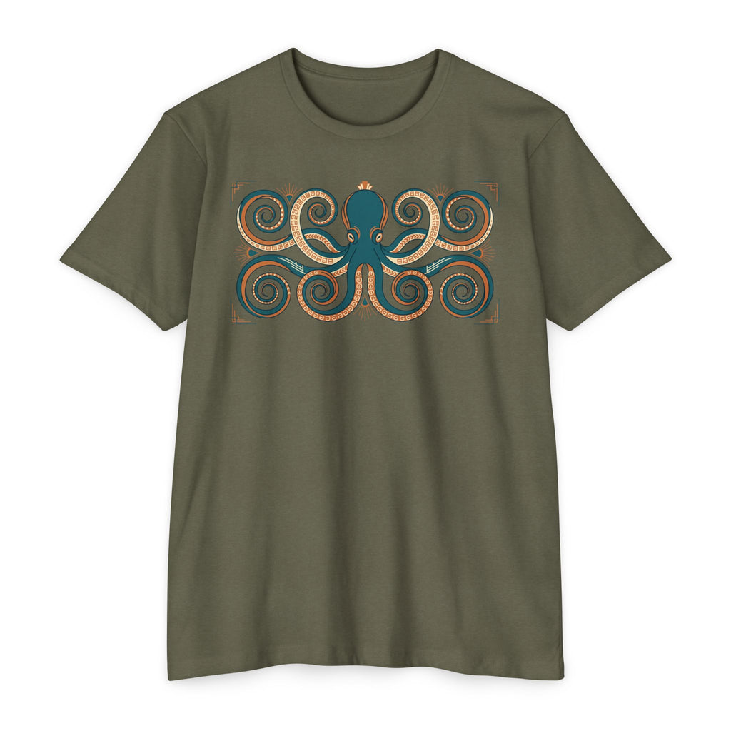 Octopus T-Shirt Teal Swirl Nautical Sea Creature Graphic Tee Ocean Lover Gift Unisex
