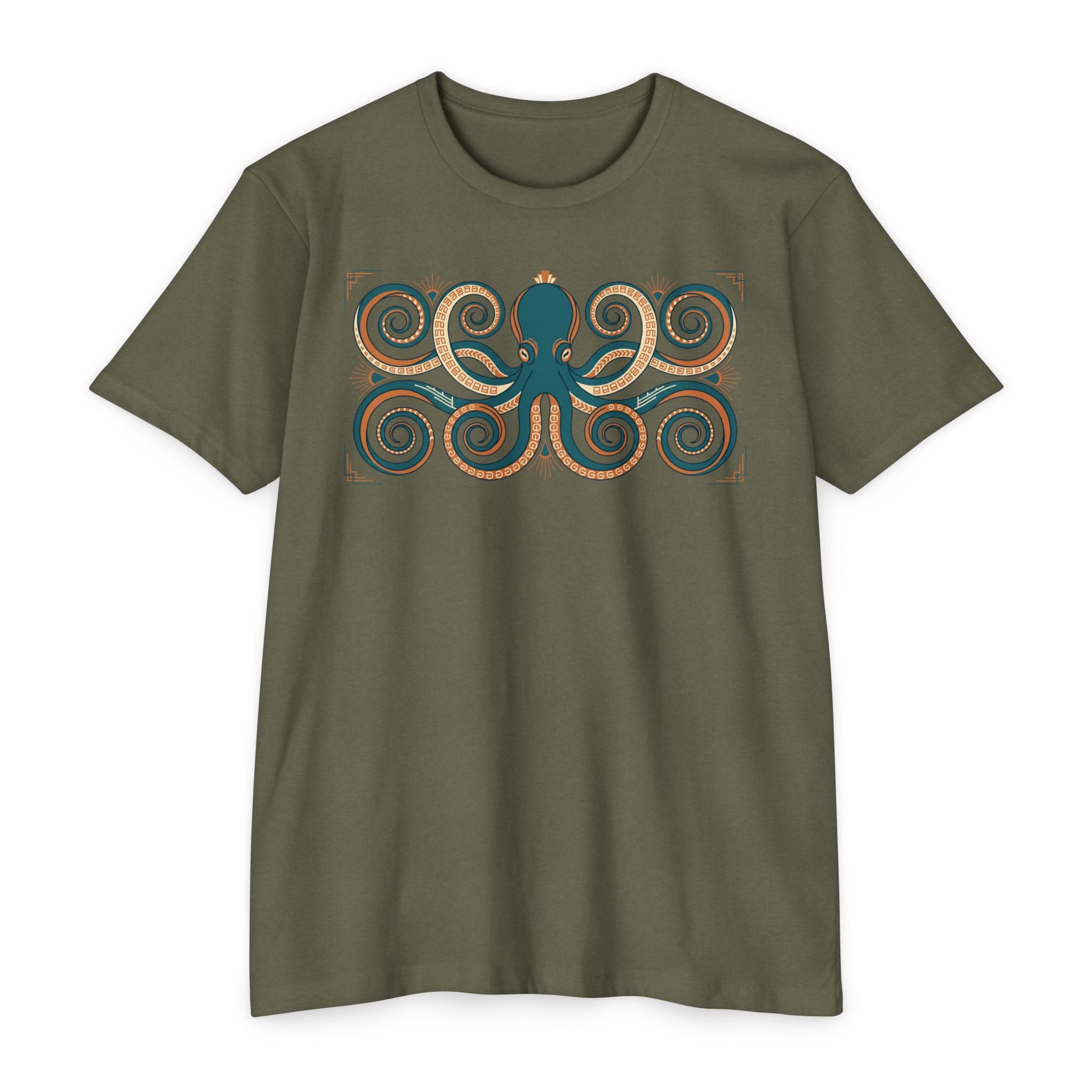 Octopus T-Shirt Teal Swirl Nautical Sea Creature Graphic Tee Ocean Lover Gift Unisex
