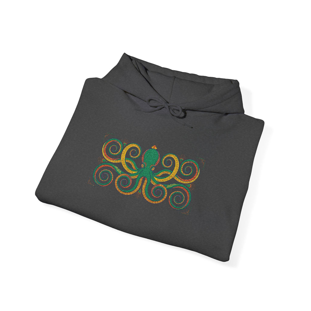 Green Octopus Spiral Art Hoodie | Nautical Sea Creature Sweatshirt, Unisex Ocean Art Gift Pullover