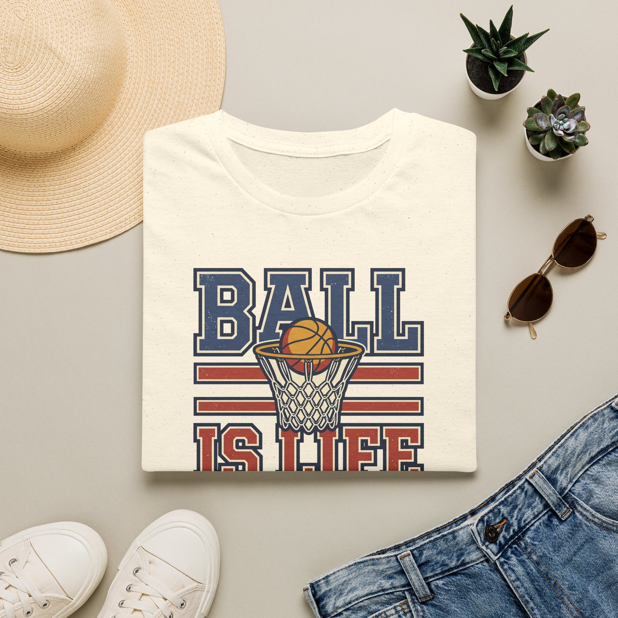 Basketball T-Shirt | Ball Is Life Retro Hoops Graphic Tee