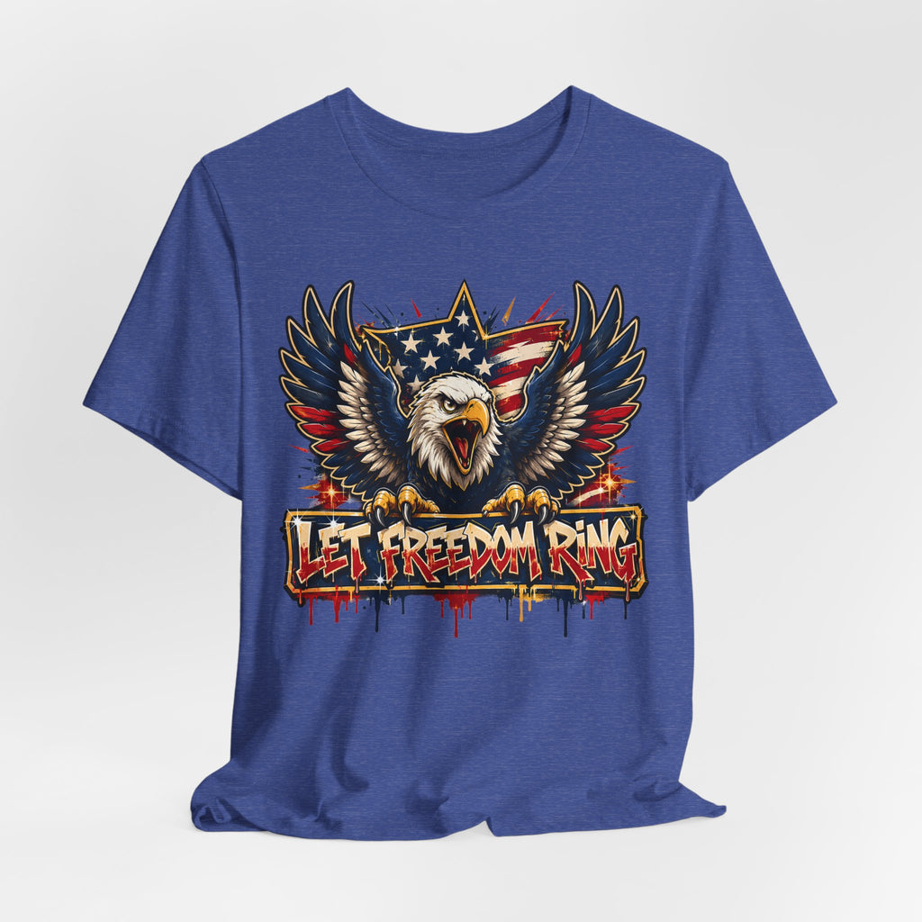 Let Freedom Ring Bald Eagle T-Shirt | 4th of July Patriotic American Flag Graphic Tee