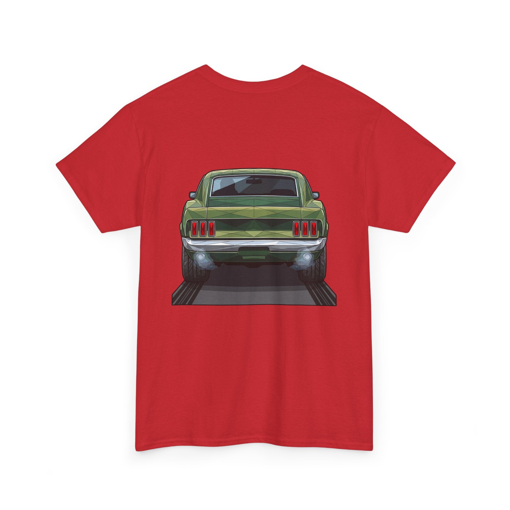 Green Classic Muscle Car T-Shirt | Vintage Mustang Front Back Illustration