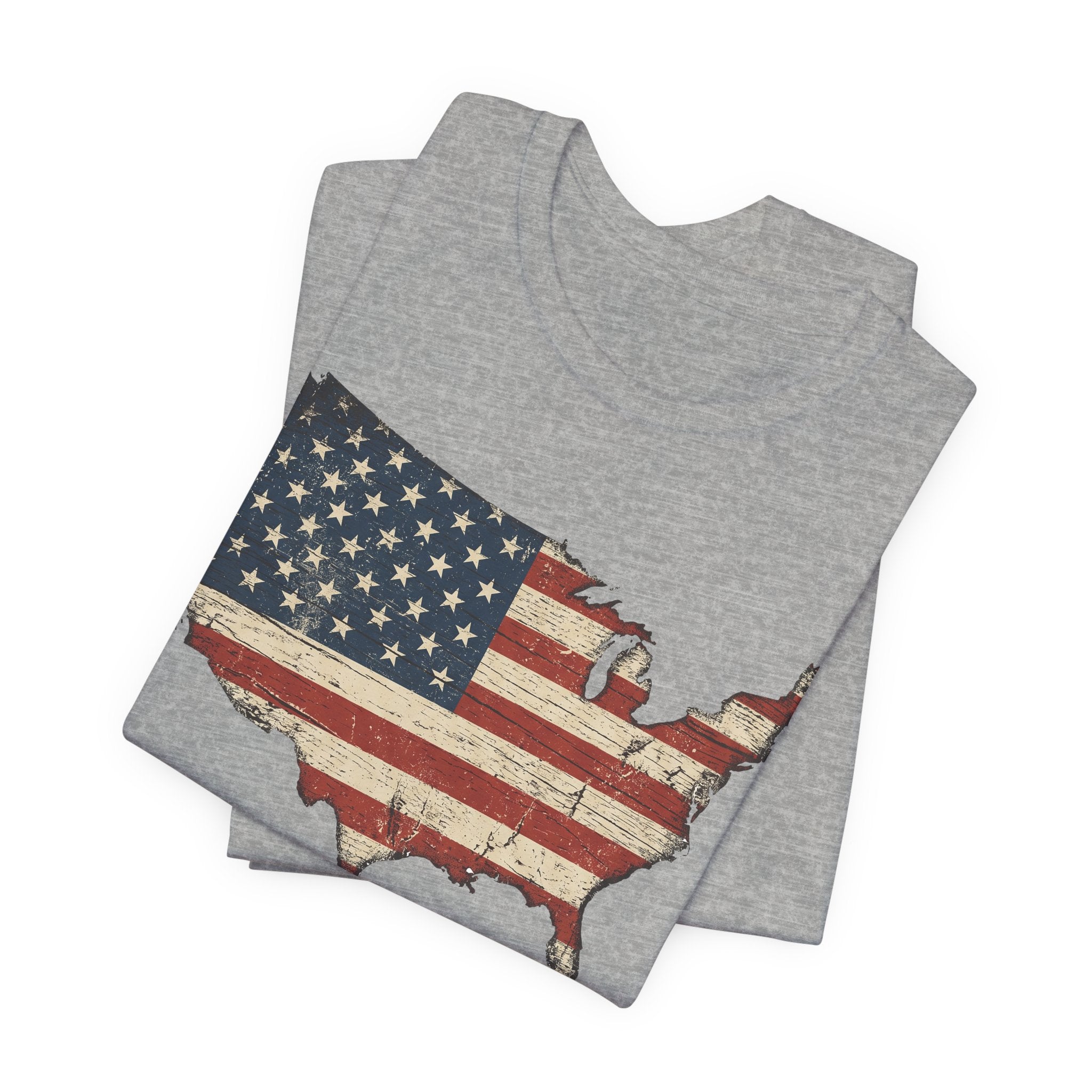 Distressed American Flag USA Map T-Shirt | Patriotic United States Tee
