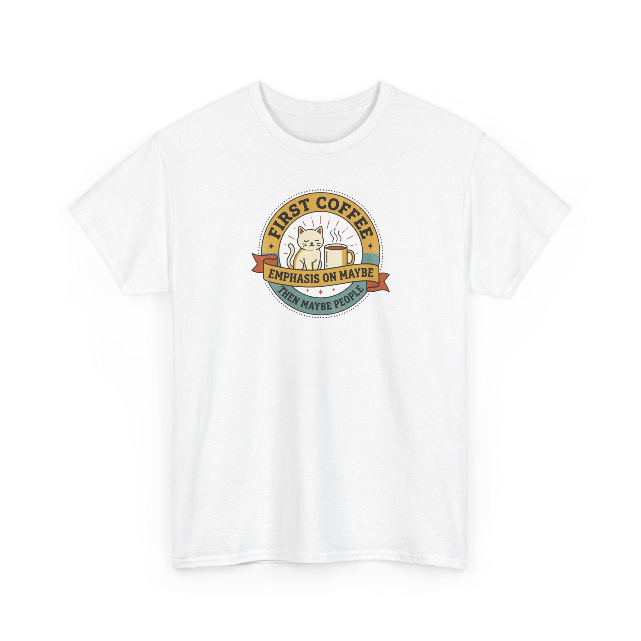 First Coffee T-Shirt | Funny Cat Coffee Lover Graphic Tee | Caffeine Before People Shirt | Morning Person Gift
