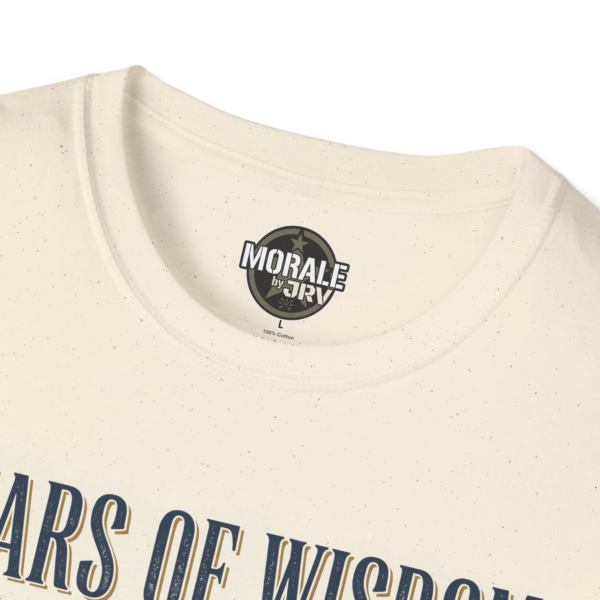 Natural T-shirt neckline with chest logo patch