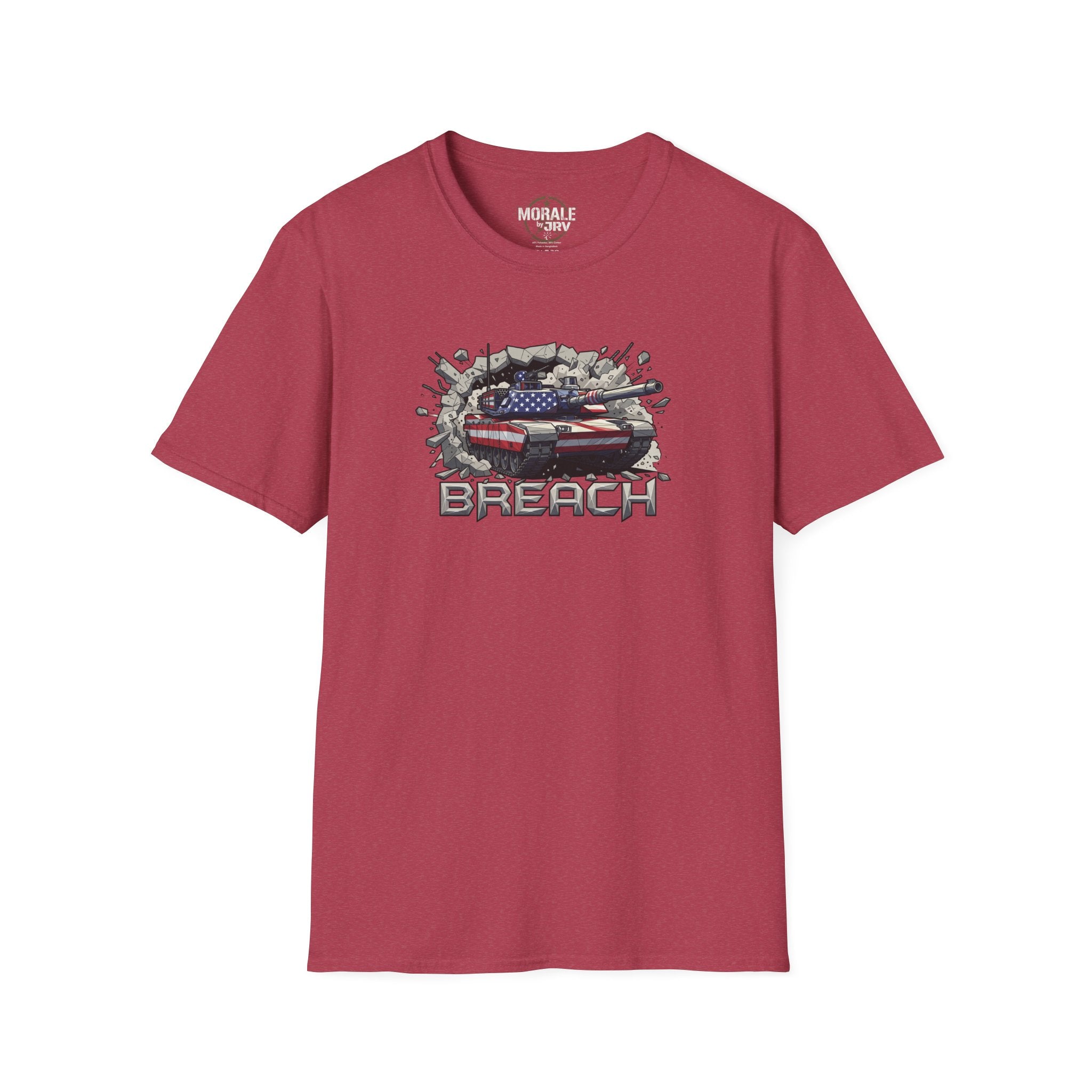 American flag tank “BREACH” graphic T-shirt, maroon