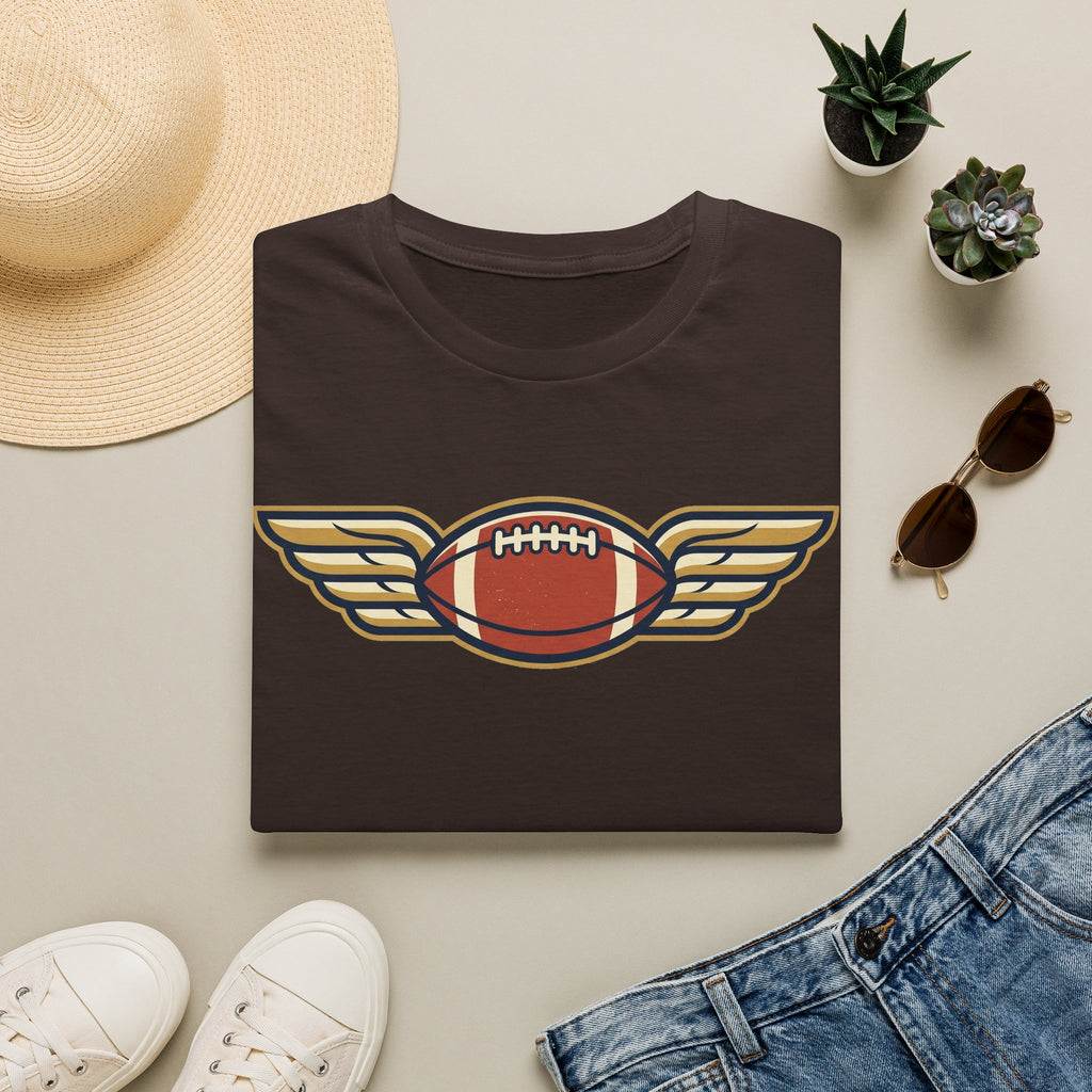 Winged Football T-Shirt | Vintage Retro Flying Football Tee