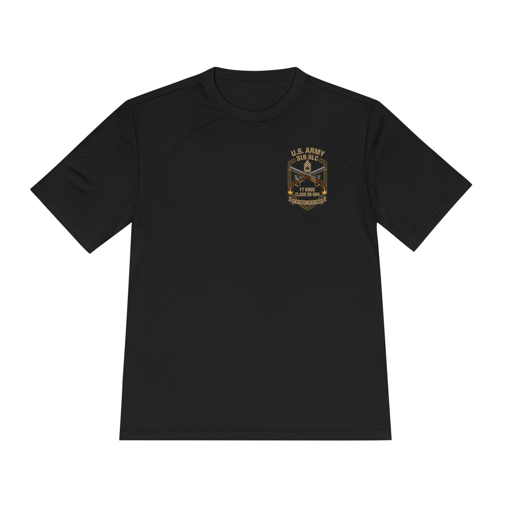 Black military police crest graphic T-shirt