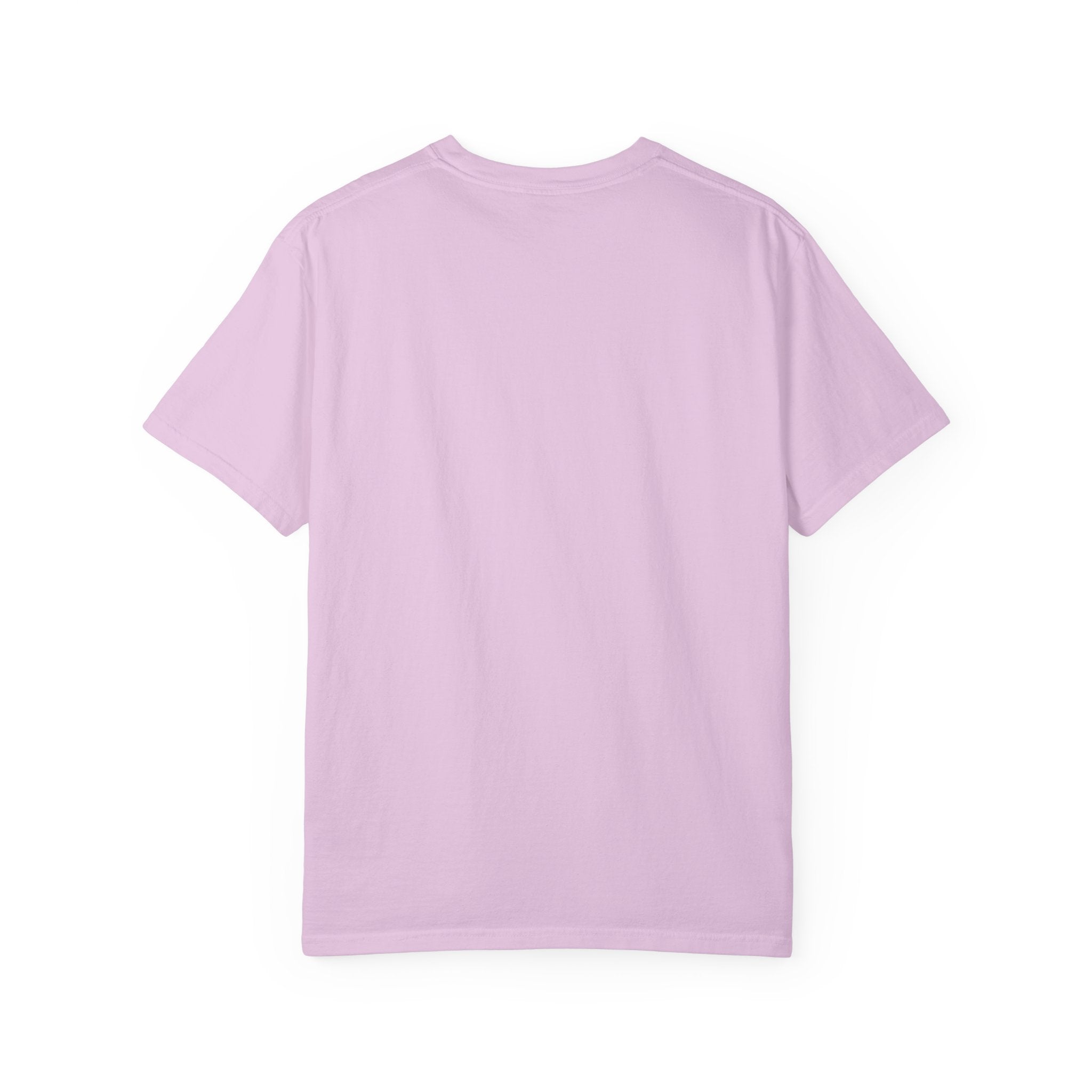 Lavender short-sleeve t-shirt with crew neckline, plain front design.
