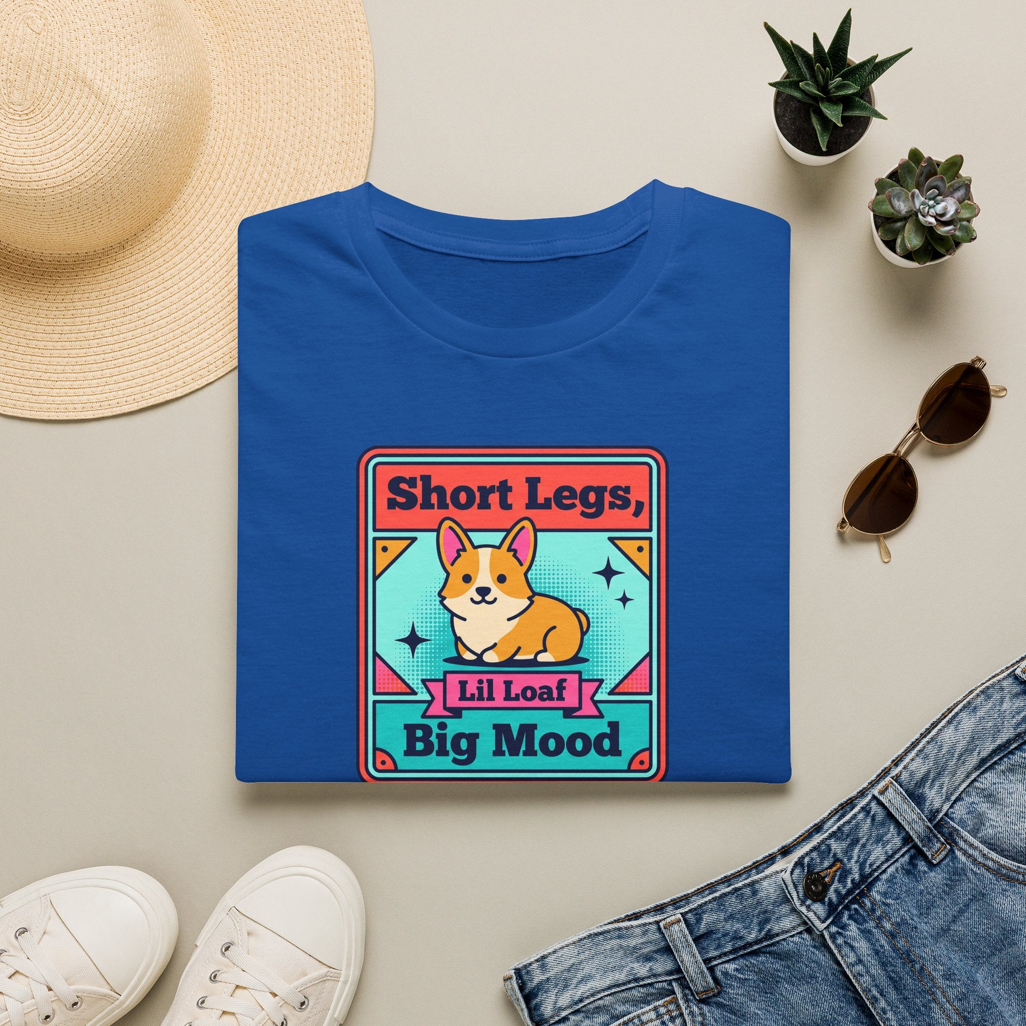 Funny Corgi T-Shirt | Short Legs Big Mood Cute Corgi Dog Graphic Tee | Corgi Lover Gift