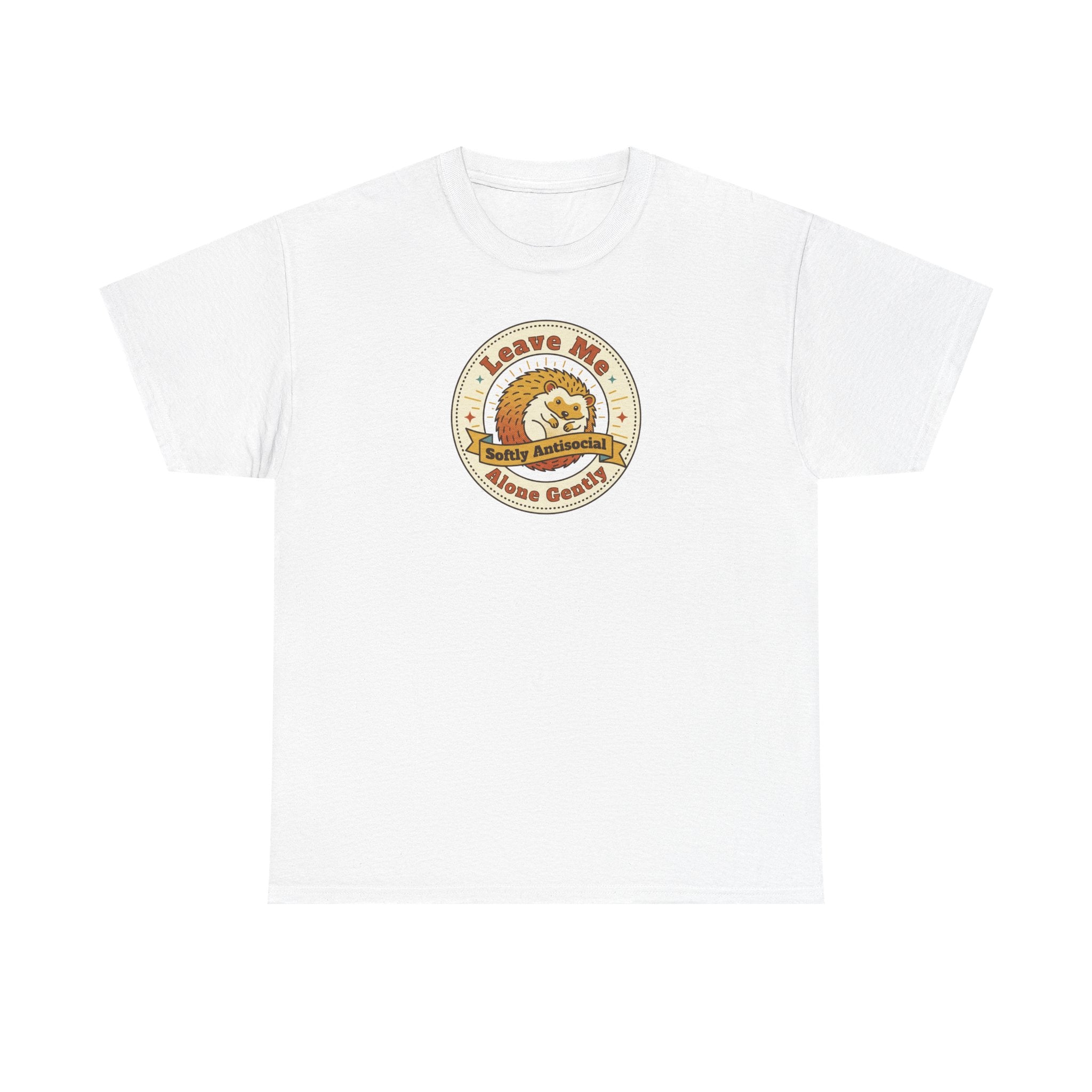 Leave Me Alone Softly Antisocial T-Shirt | Funny Introvert Hedgehog Graphic Tee