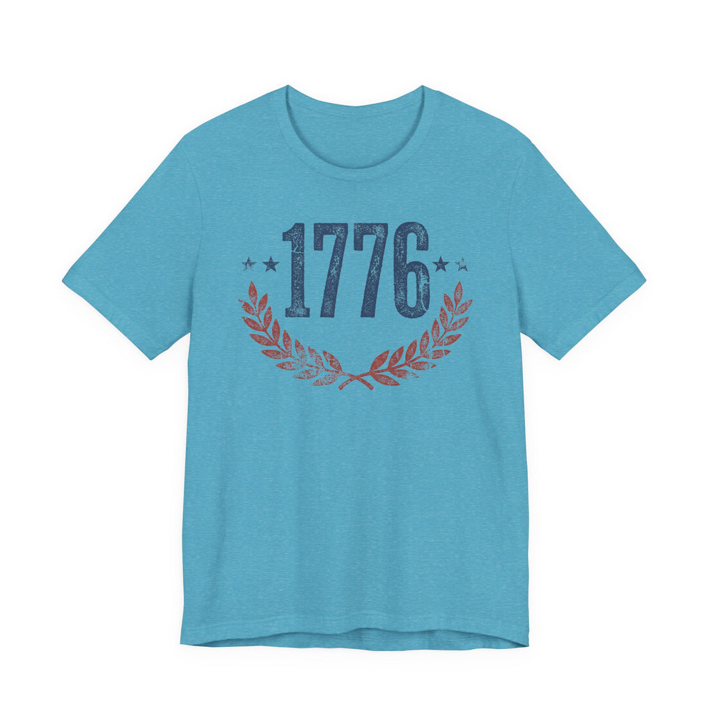 1776 Laurel Wreath T-Shirt | Patriotic American Revolution History Independence Day Graphic Tee