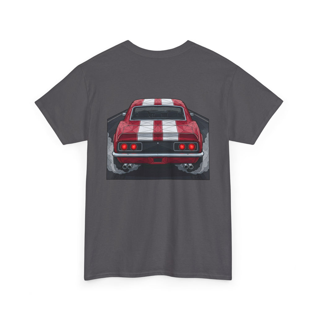 70s Red Muscle Car Tee | Front and Back Vintage Car Illustration