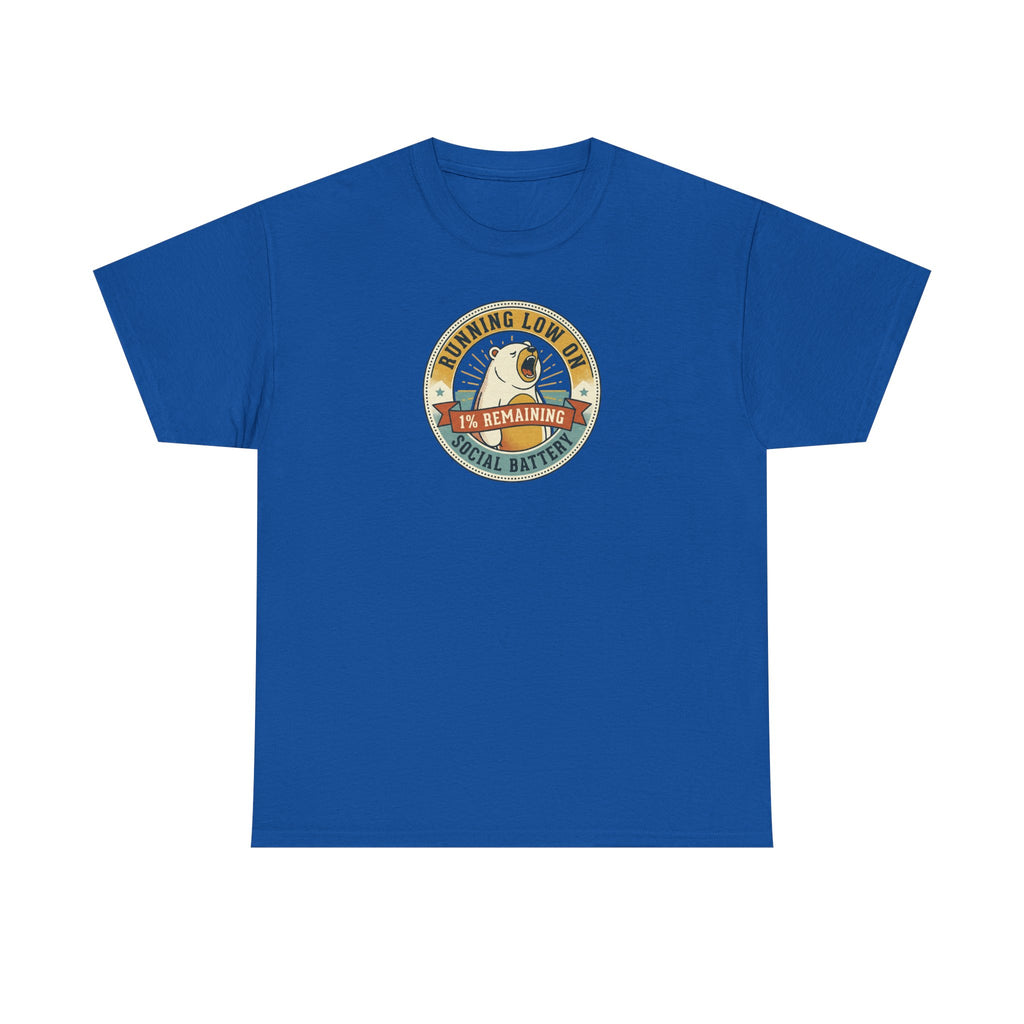 Running Low on Social Battery T-Shirt | Funny Introvert Bear Graphic Tee