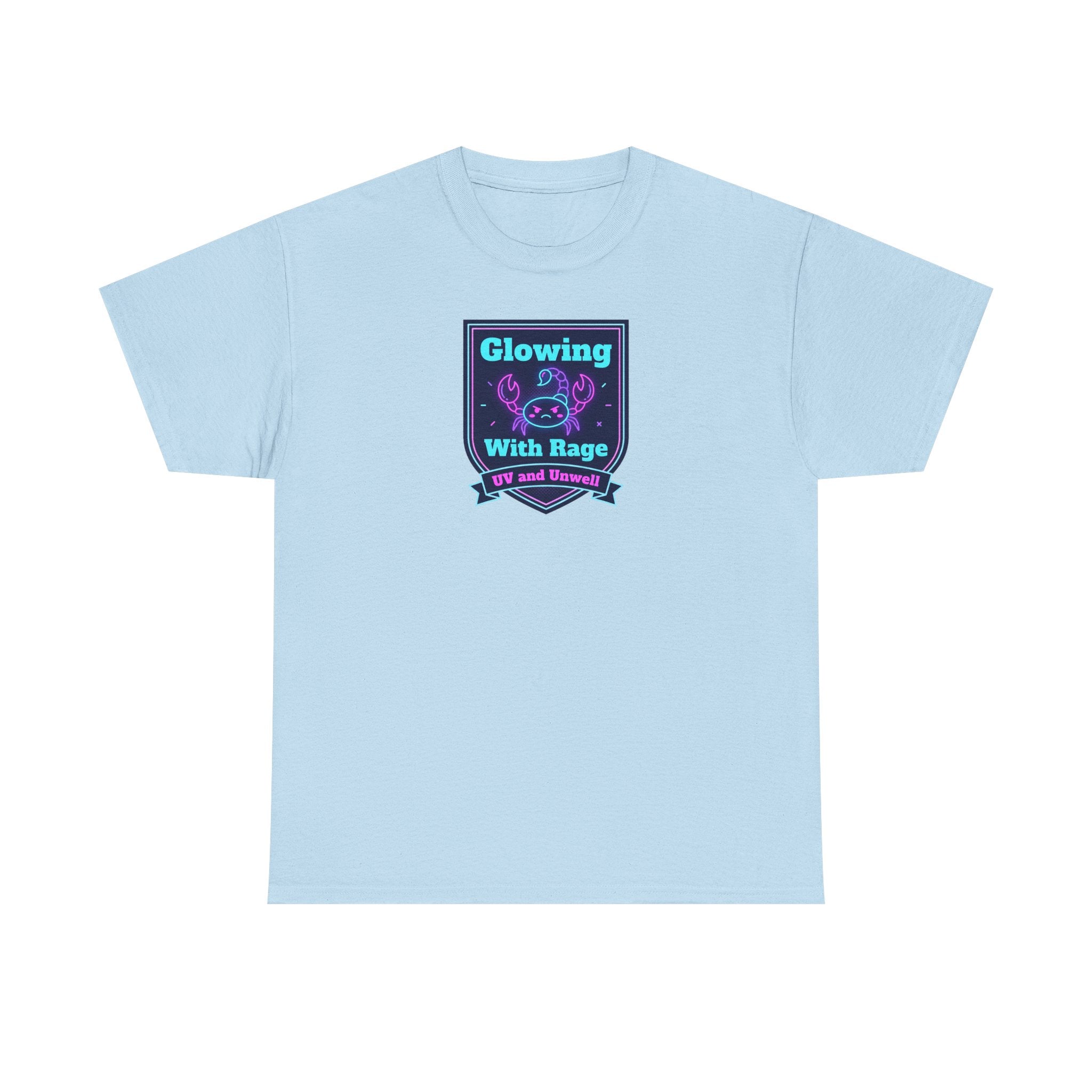 Glowing With Rage tee | Neon Skull Shield design