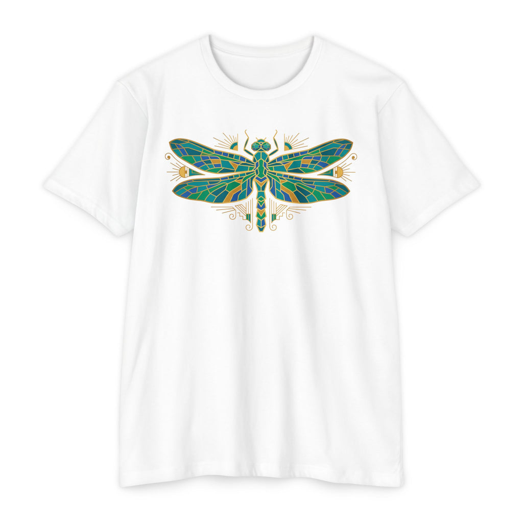 Dragonfly T-Shirt Green Mosaic Nature Insect Illustration Graphic Tee Dragonfly Lover Gift Unisex